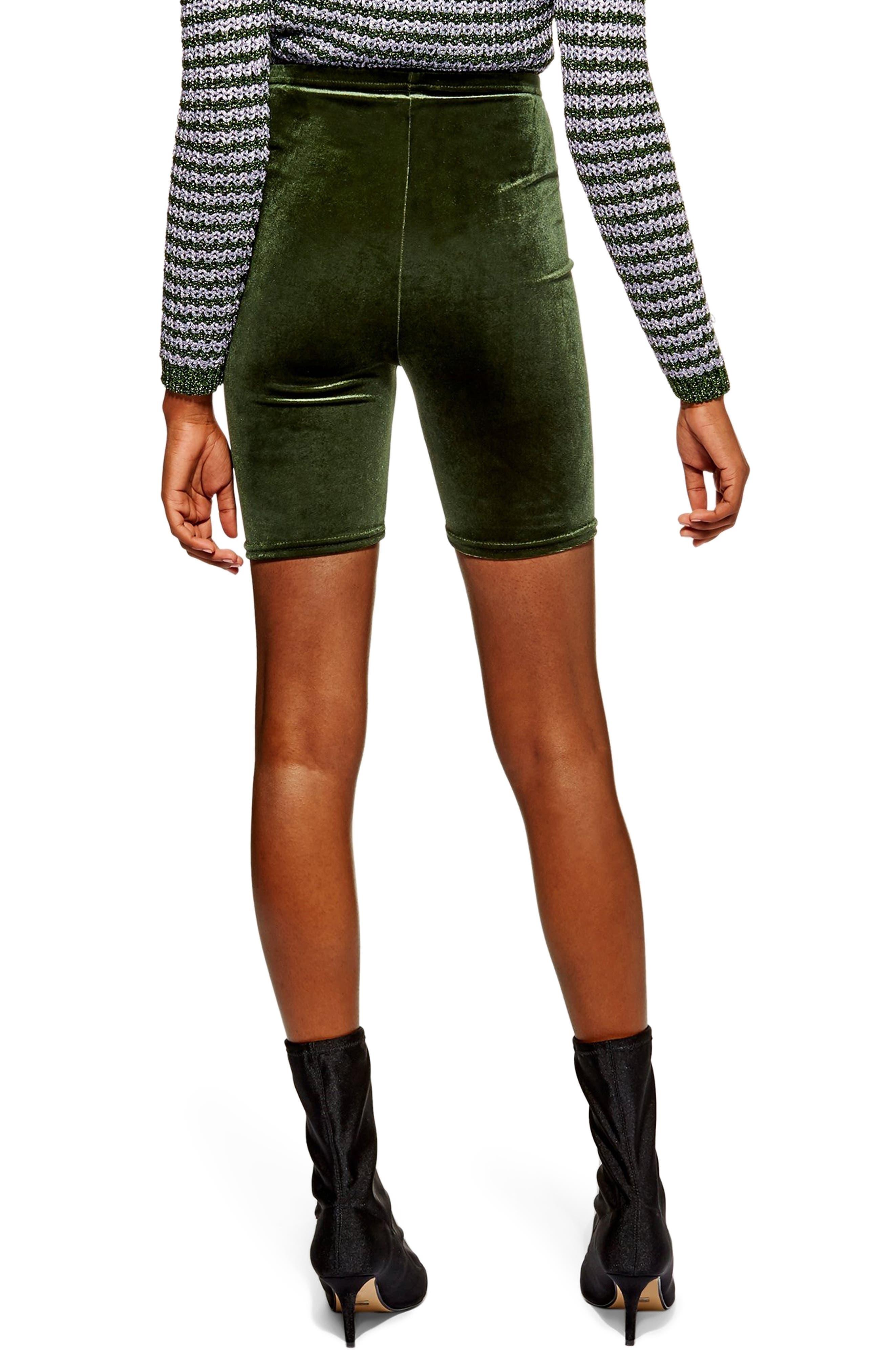 TOPSHOP Velvet Cycling Shorts in Green