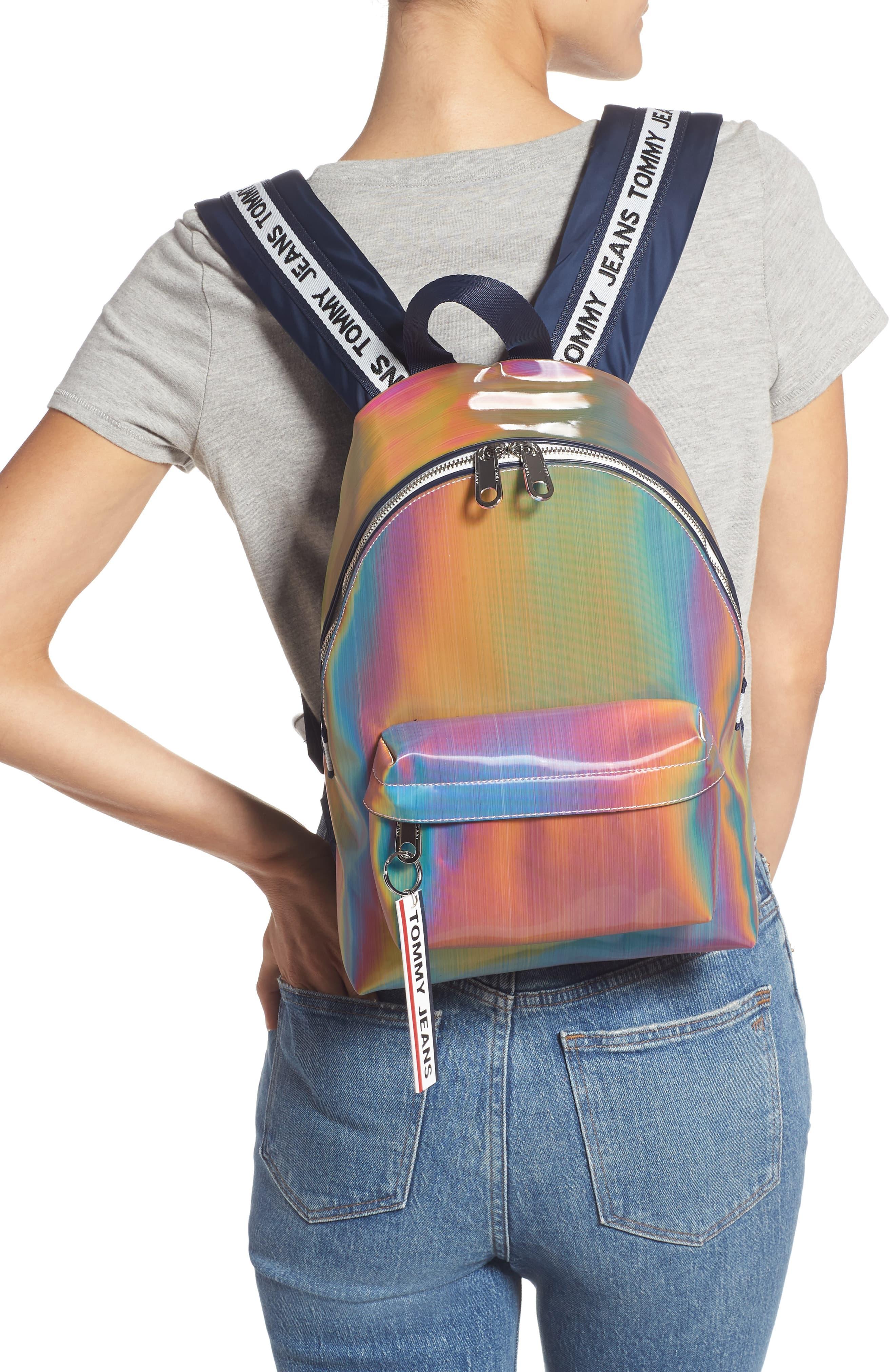 Tommy Hilfiger Logo Tape Holographic Backpack in Blue - Lyst