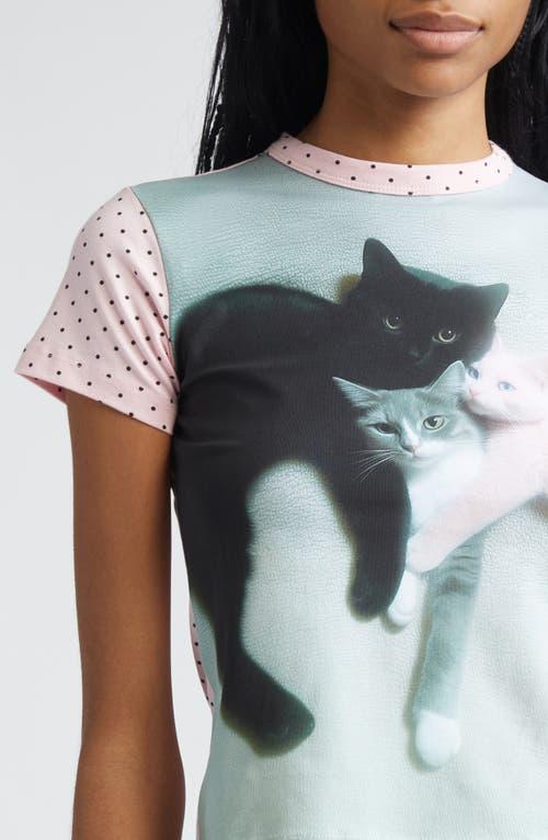 Ashley Williams Kitten Trio Polka Dot Baby Tee in Gray | Lyst
