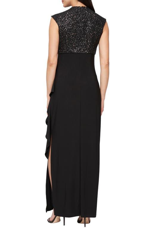 Alex Evenings Sequin Corded Lace Bodice Empire Waist Gown in Black | Lyst