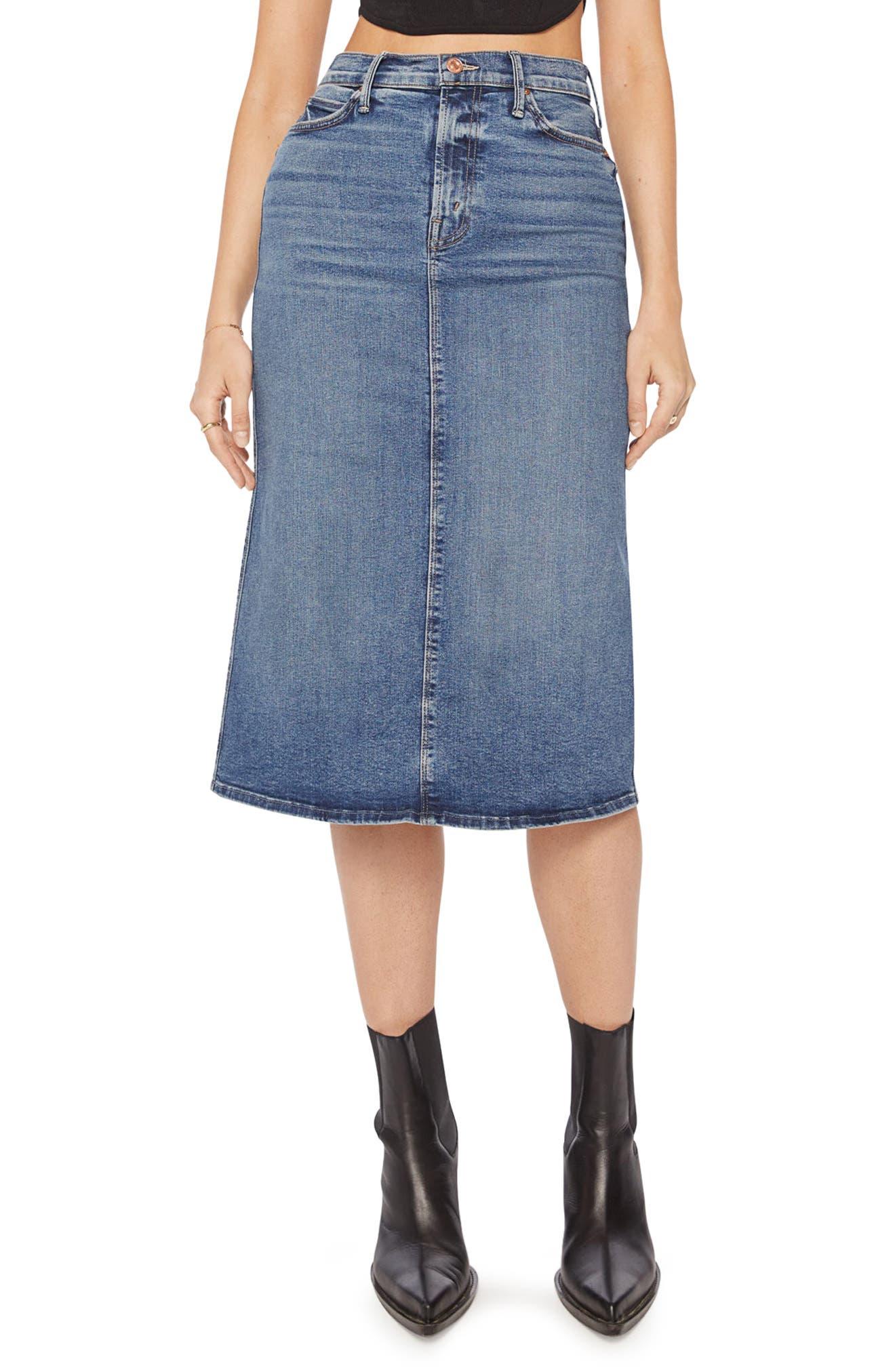 Mother The Swooner High Waist A-line Denim Skirt in Blue | Lyst