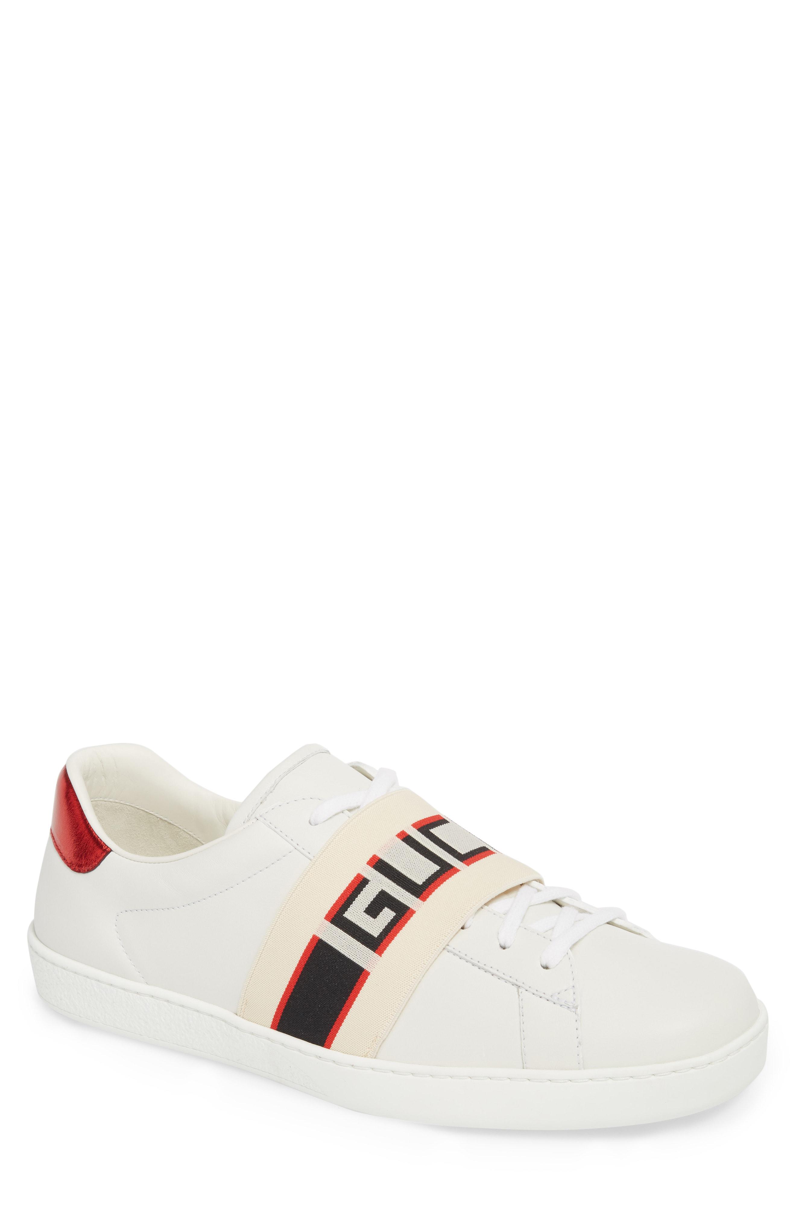 Gucci Men's New Ace Stripe Leather Trainers in White for Men | Lyst