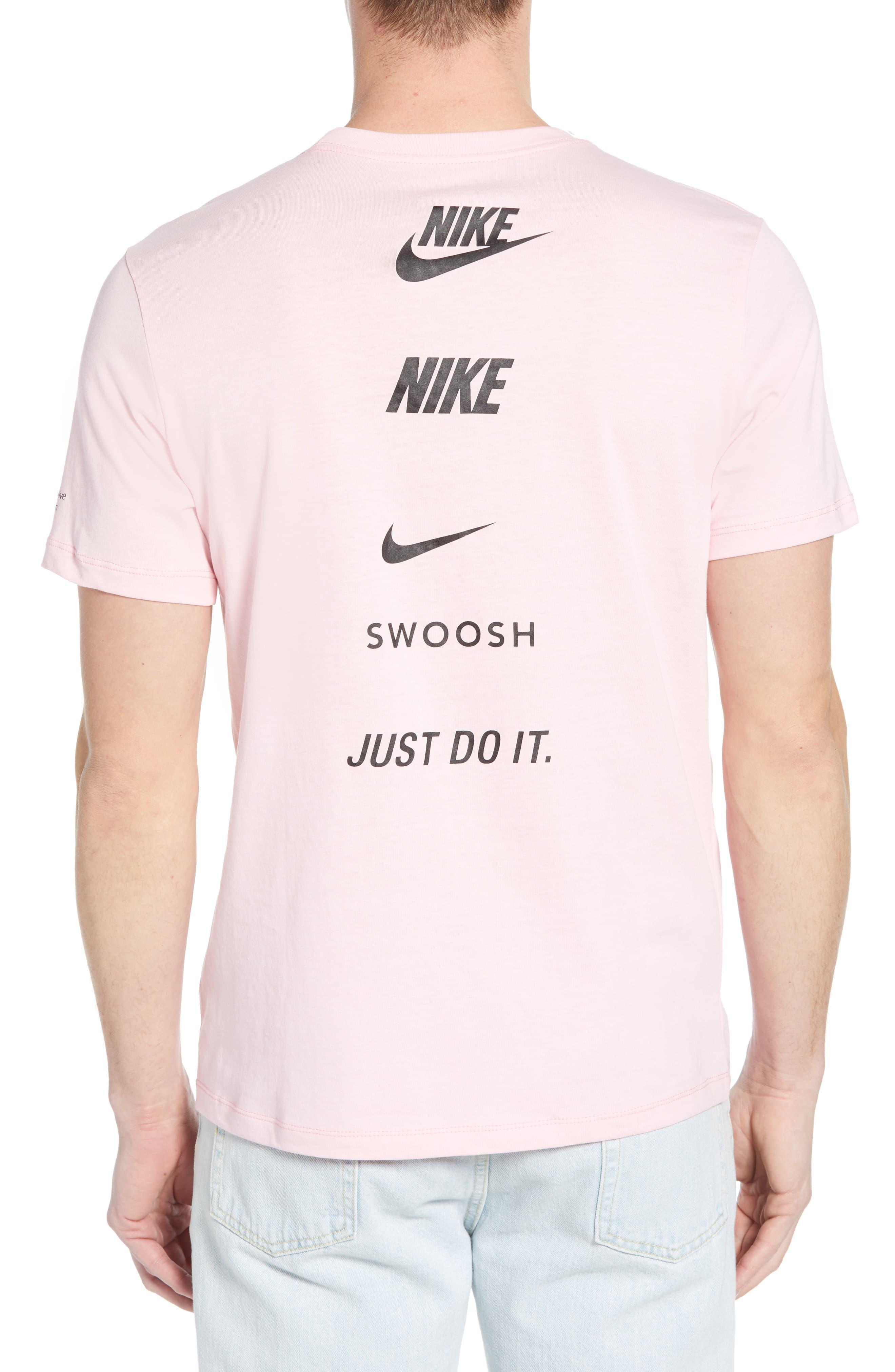 black nike shirt with pink swoosh
