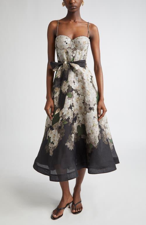 Zimmermann Balance Picnic Corset Linen & Silk Midi Dress in