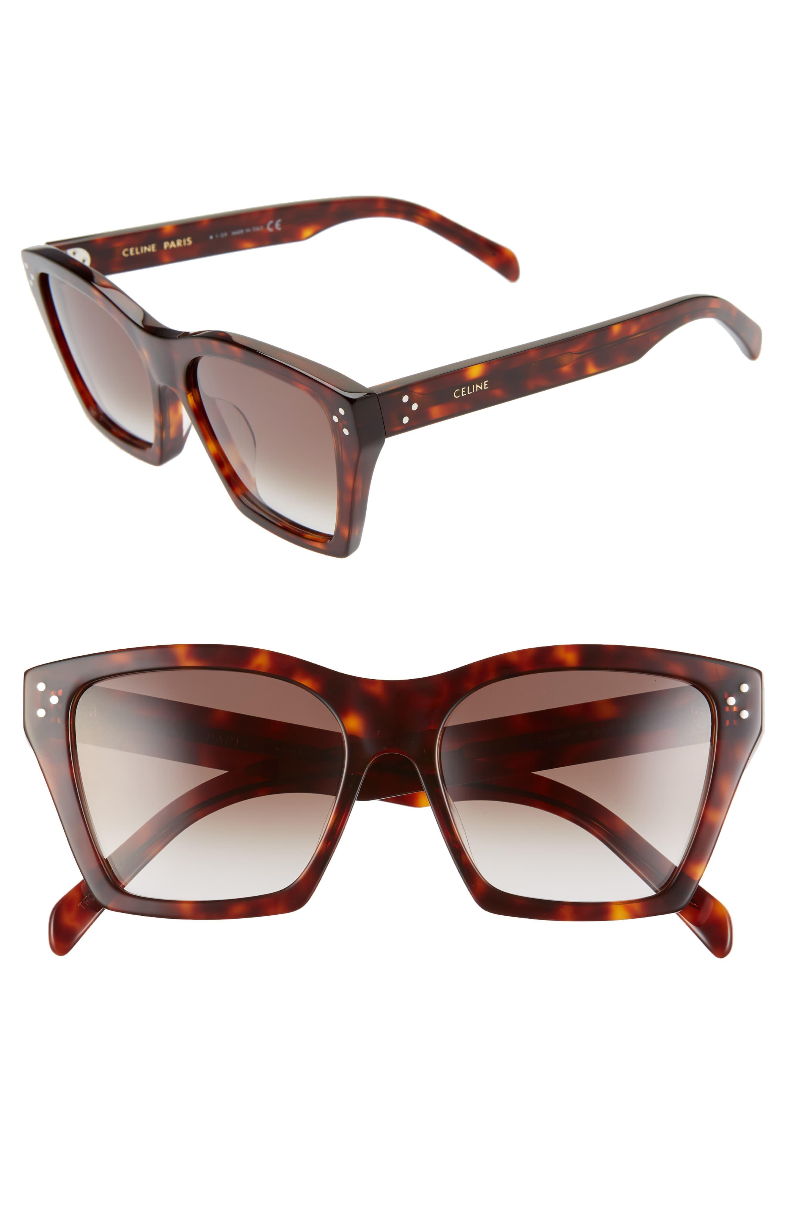 Celine Adjusted Fit 56mm Cat Eye Sunglasses Dark Havana/ Gradient
