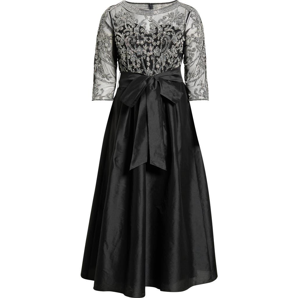 pisarro nights evening dresses Pisarro Nights Beaded Mesh Dress Petite Sz 6P Gun metal