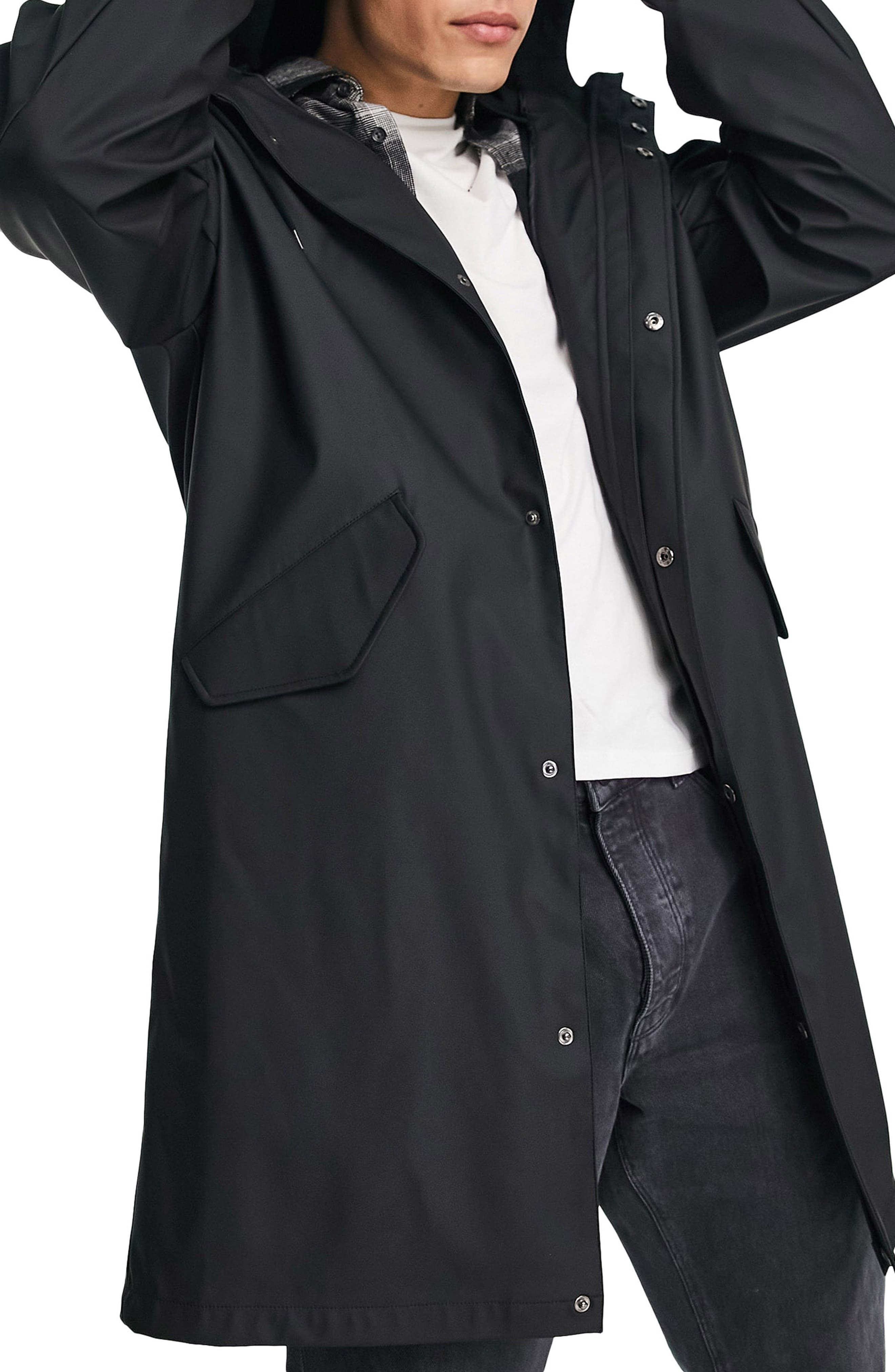 ASOS Longline Raincoat in Black for Men 