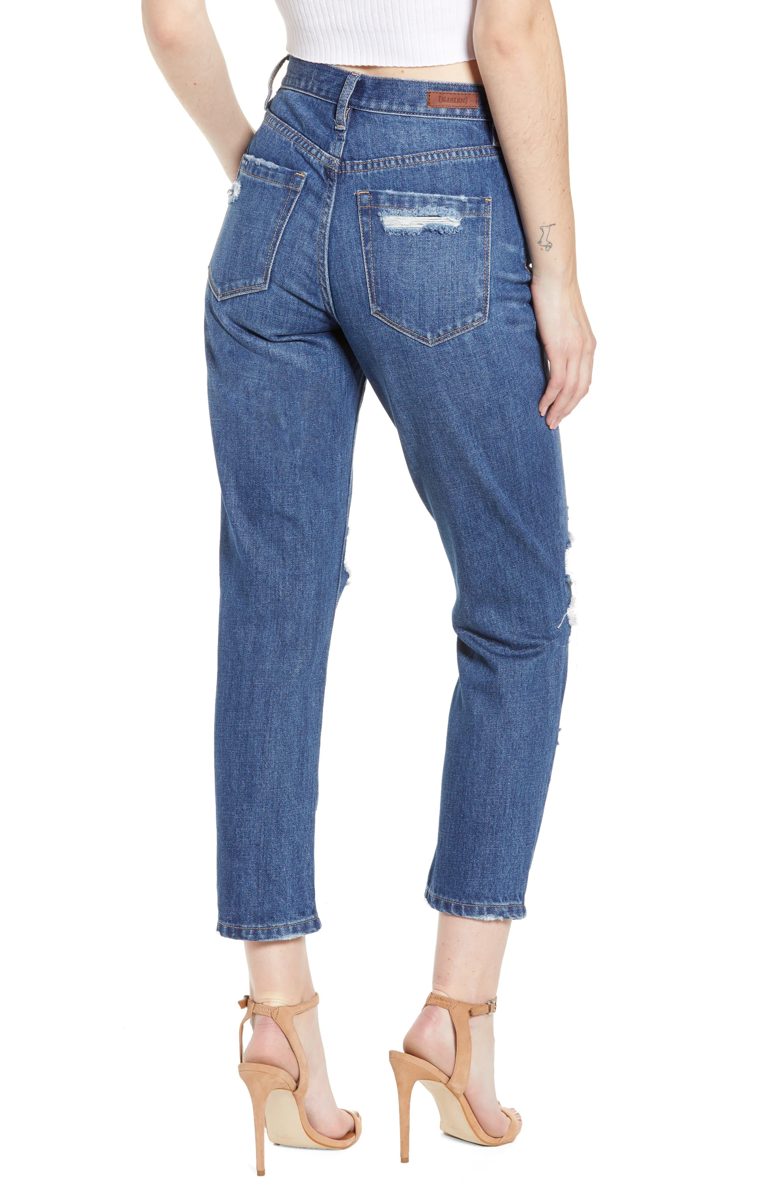 Blank NYC Denim Ripped Crop Mom Jeans in Blue Lyst