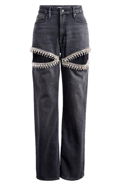 GOOD AMERICAN Good Icon Crystal Embellished Cutout Straight