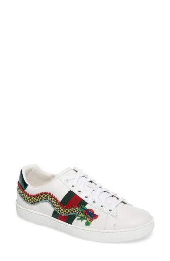 gucci ace embroidered dragon
