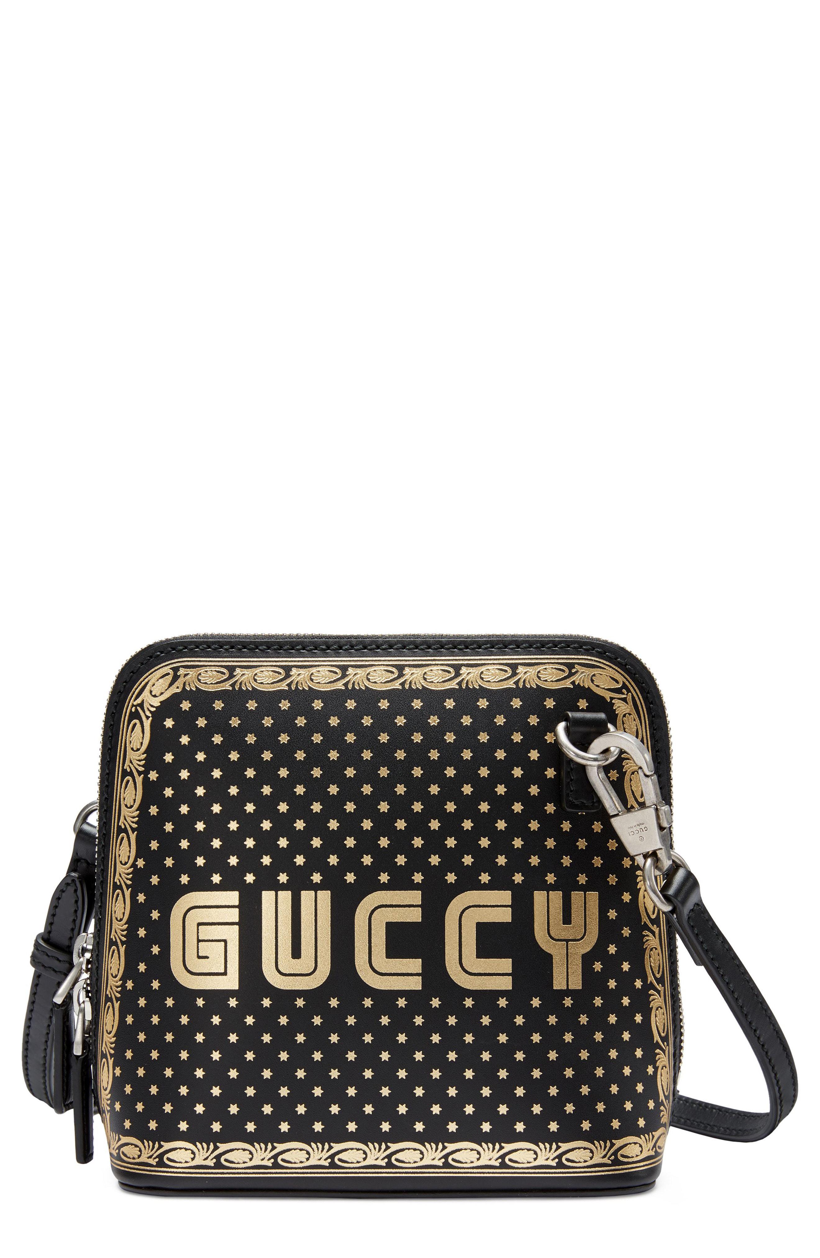 Guccy Logo Moon \u0026 Stars Leather Crossbody Bag