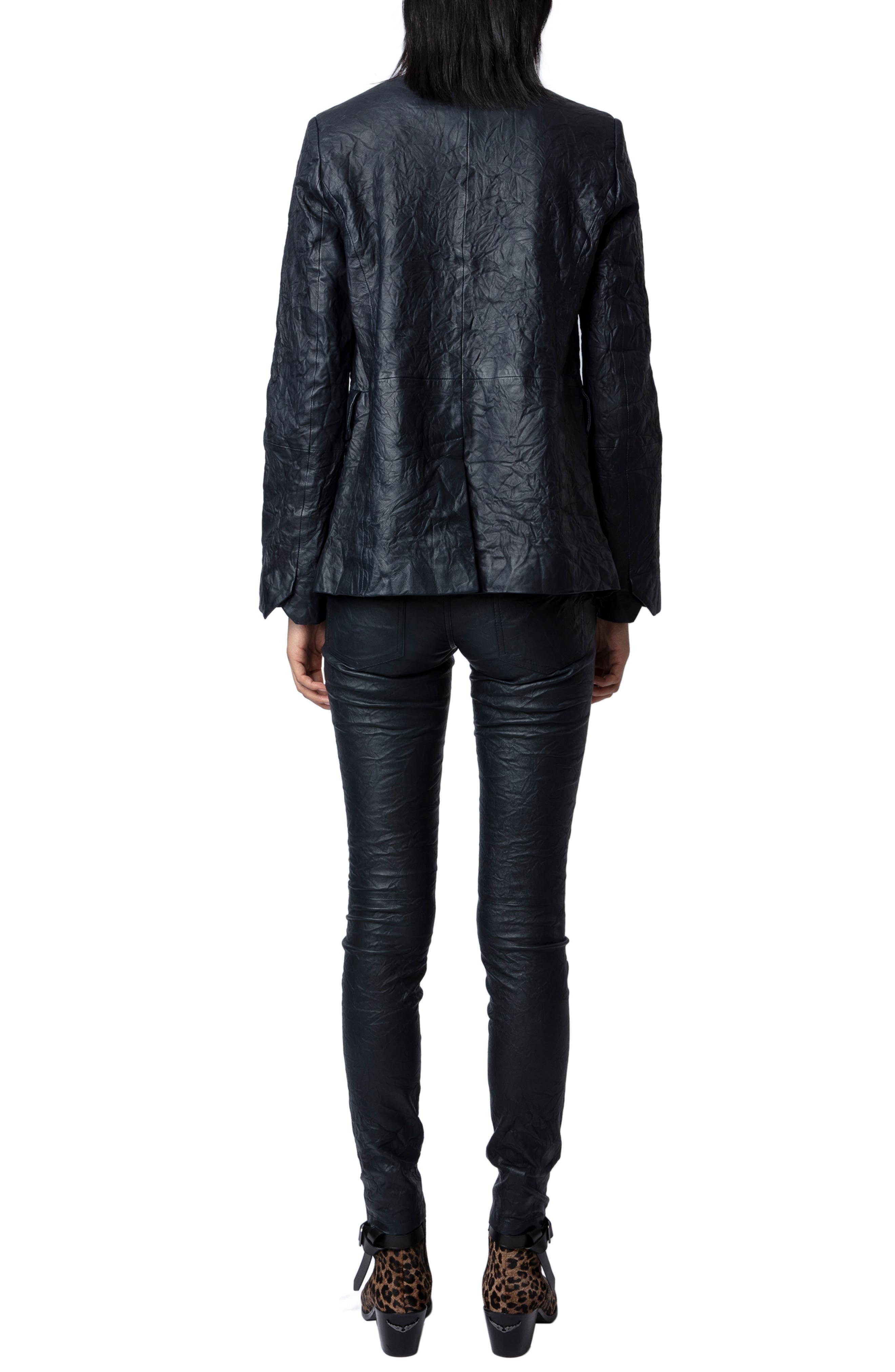 Zadig & Voltaire Very Crushed Leather Jacket in Black | Lyst