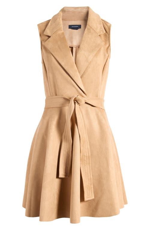 Halogen® Belted Sleeveless Faux Suede Tuxedo Dress in Natural Lyst