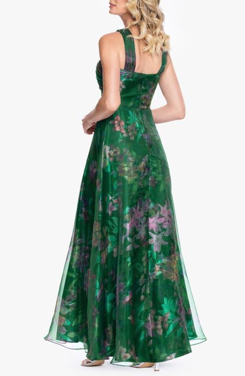 slim fit dress slacks Betsy and Adam A27102 Long Floral Formal Dress