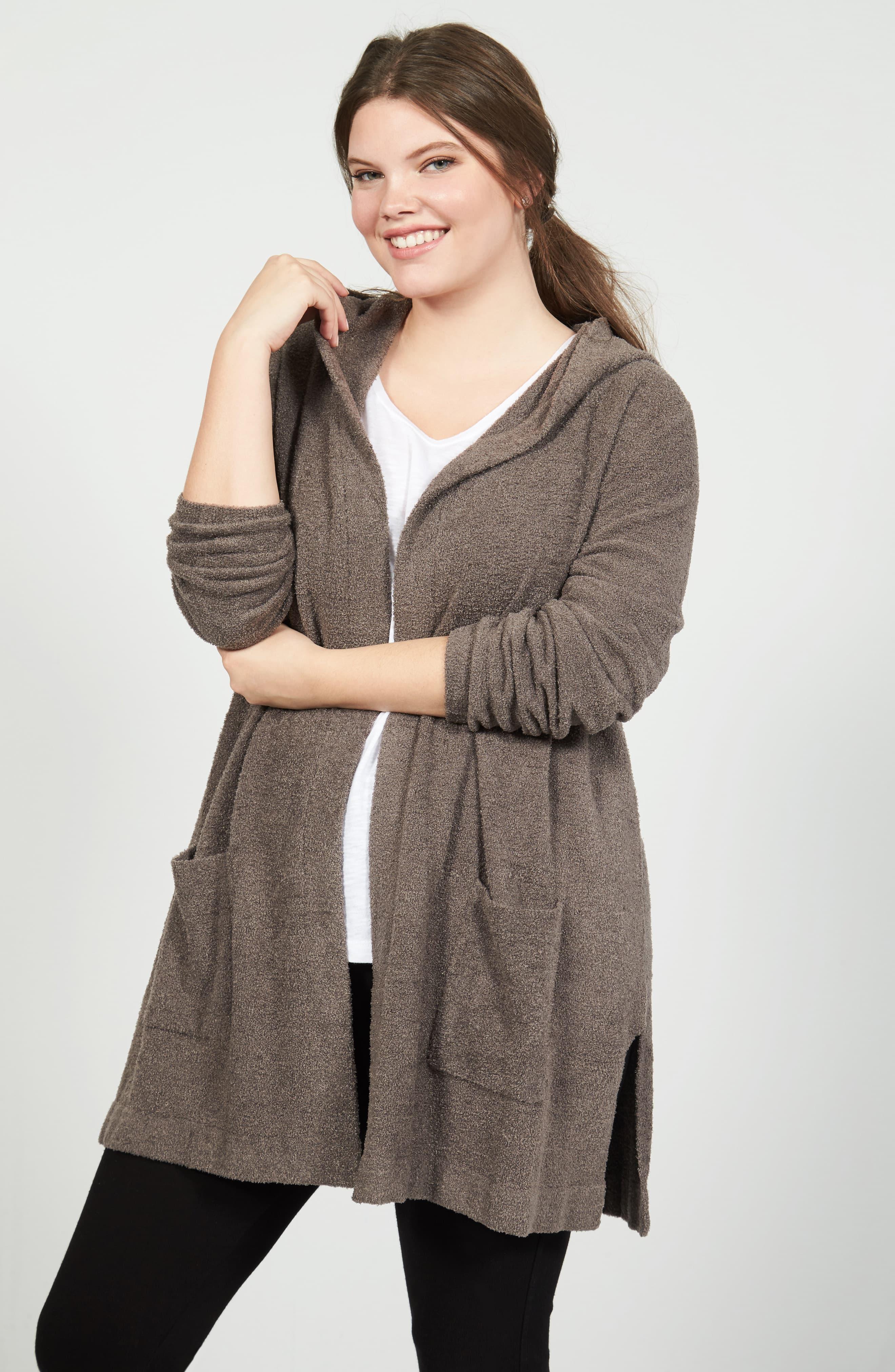 barefoot dreams cozychic lite coastal hooded cardigan