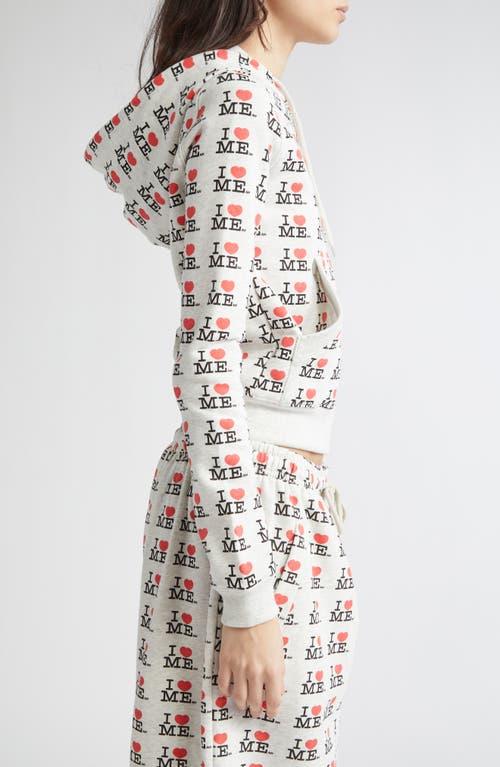 Ashley Williams I Heart Me Shrunken Graphic Hoodie in White