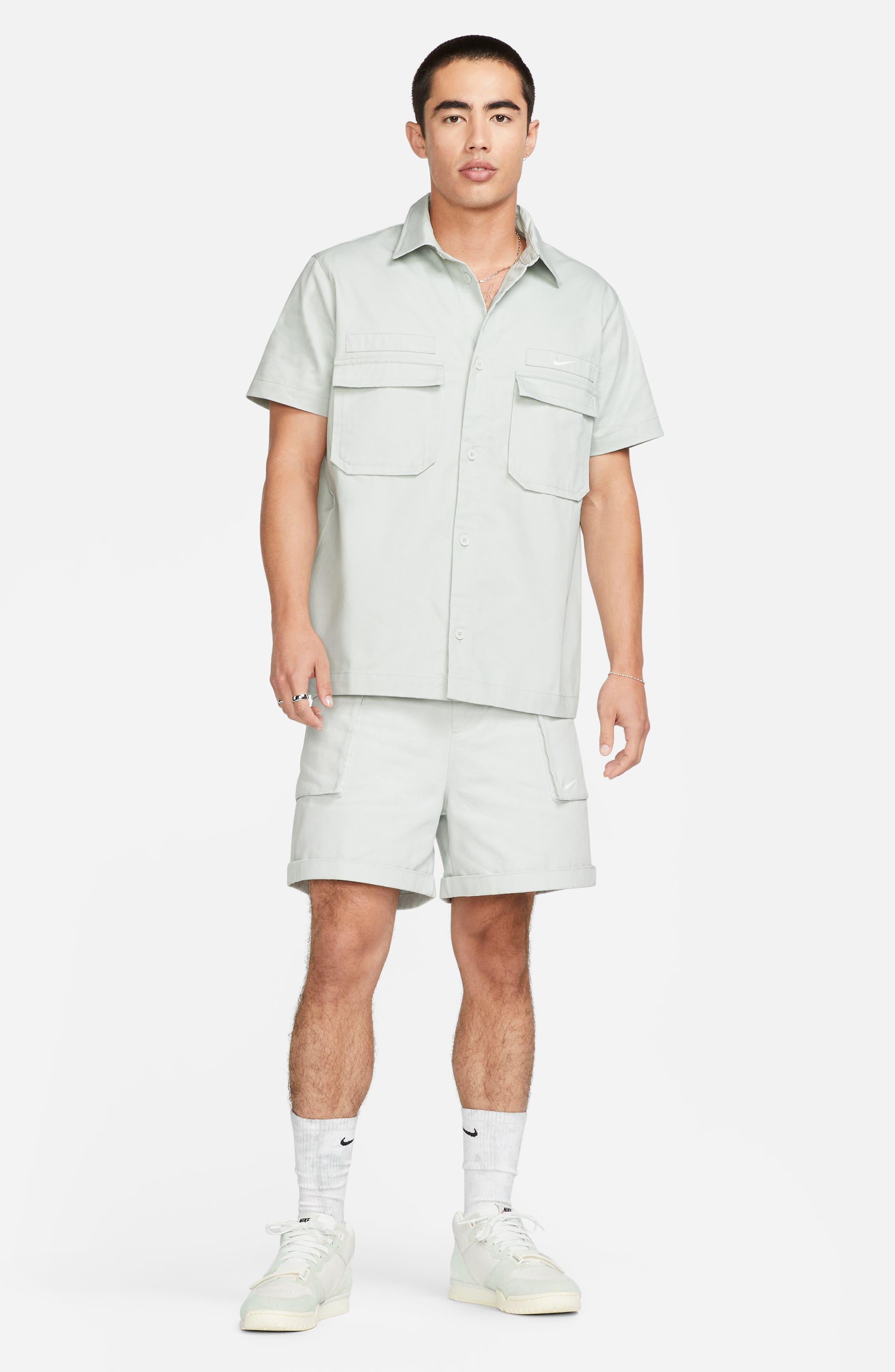 Nike Woven Military Short-sleeve Button-down Shirt in White for Men | Lyst