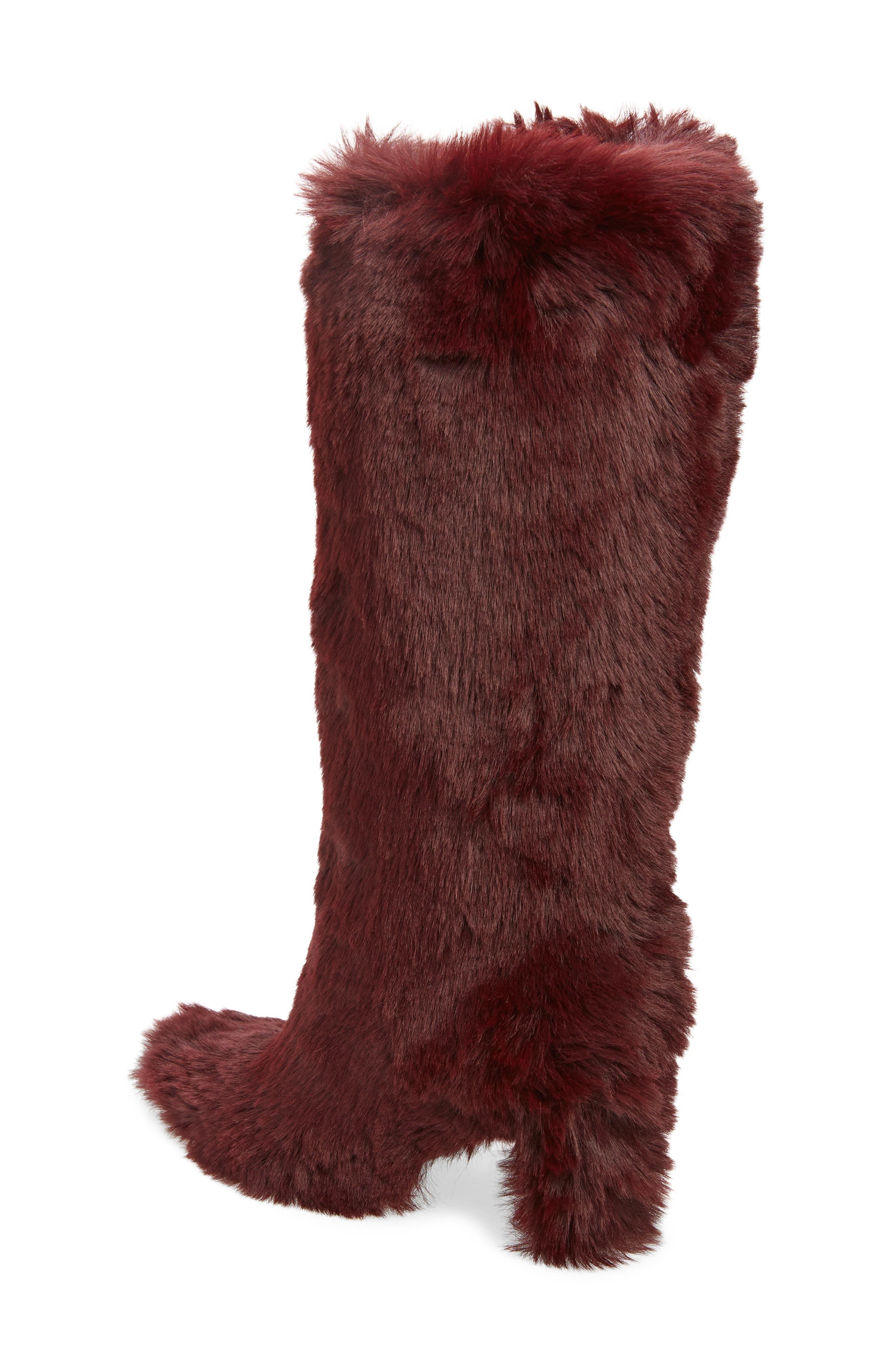 Burgundy faux fur boots shop