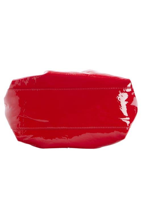 Dries Van Noten Folded Patent Leather Top Handle Bag in Red