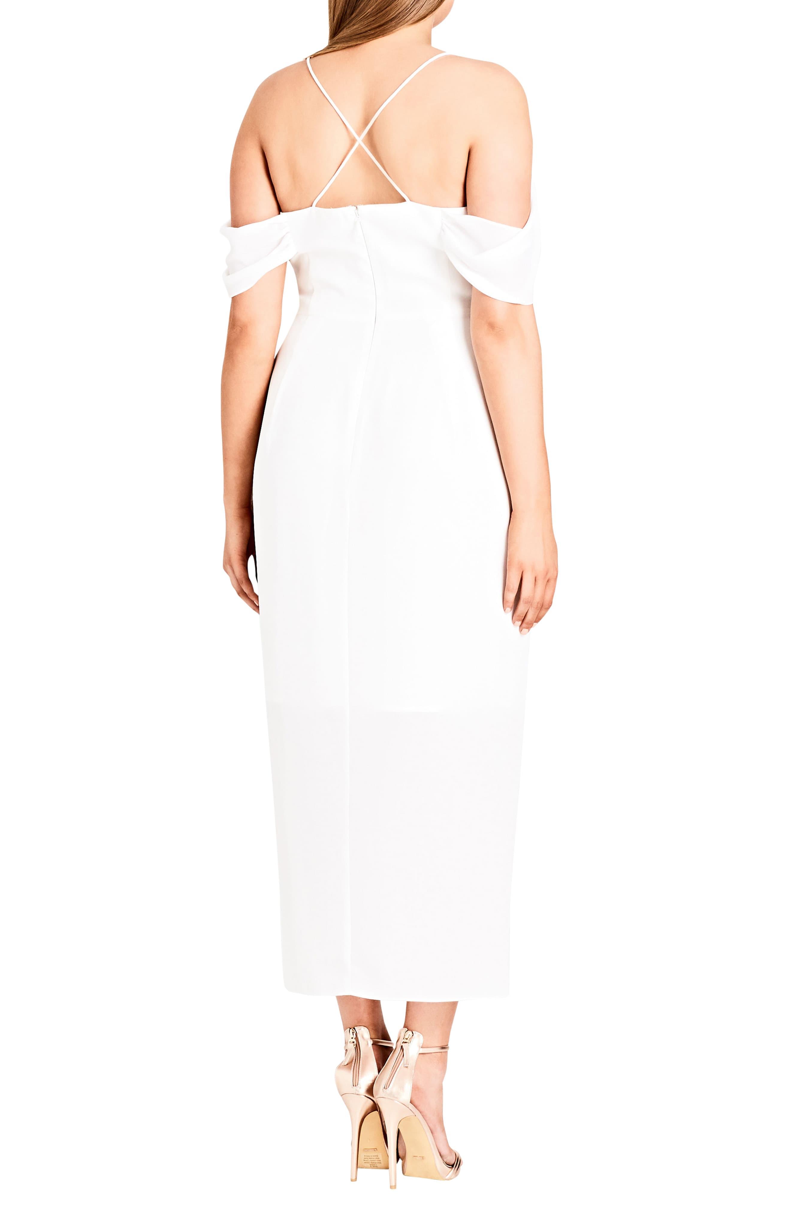 City Chic Entwine Cold Shoulder Maxi Dress in Ivory (White) - Save 40% ...