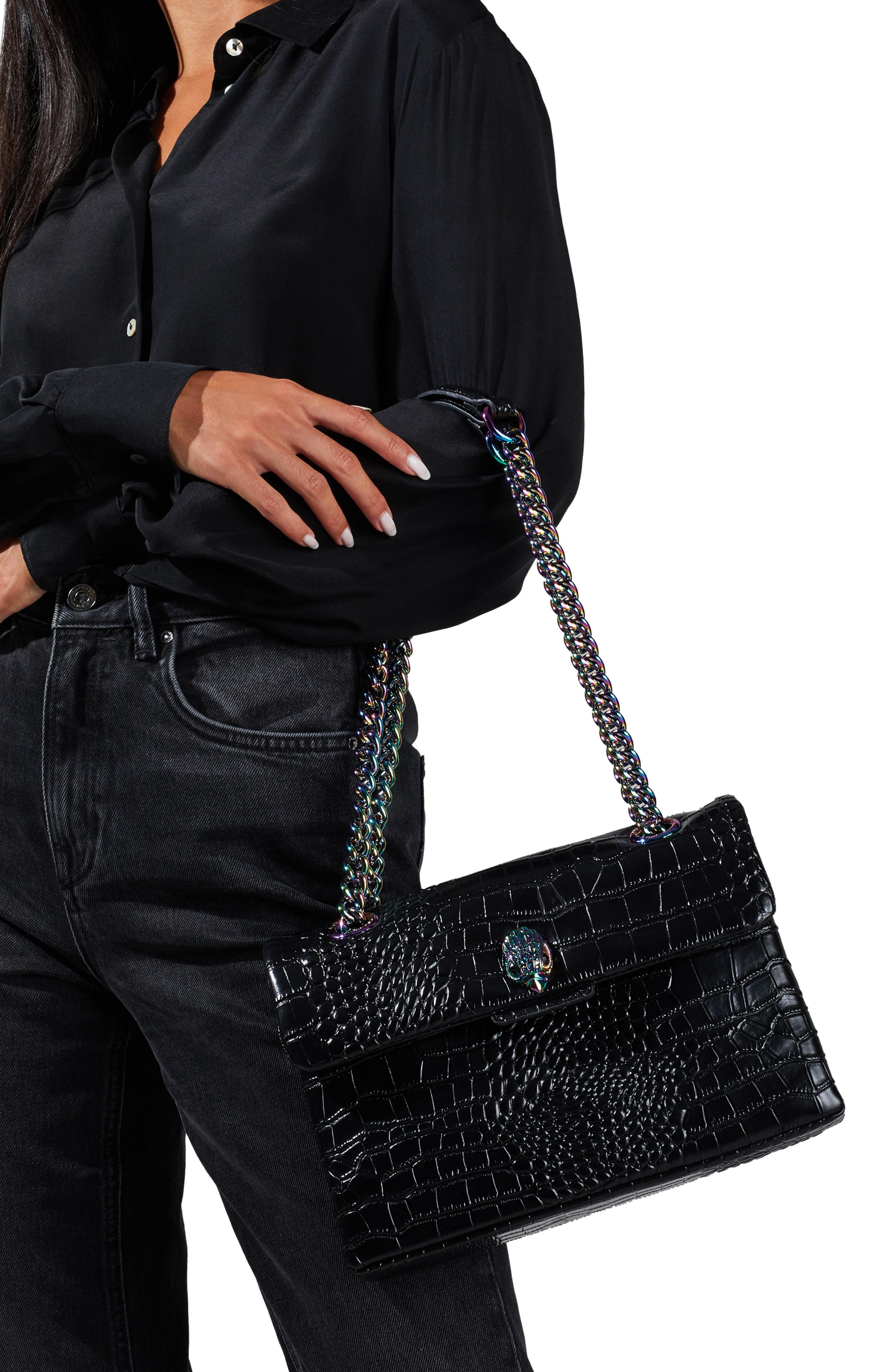 Kurt Geiger Large Kensington Croc Embossed Leather Shoulder Bag in