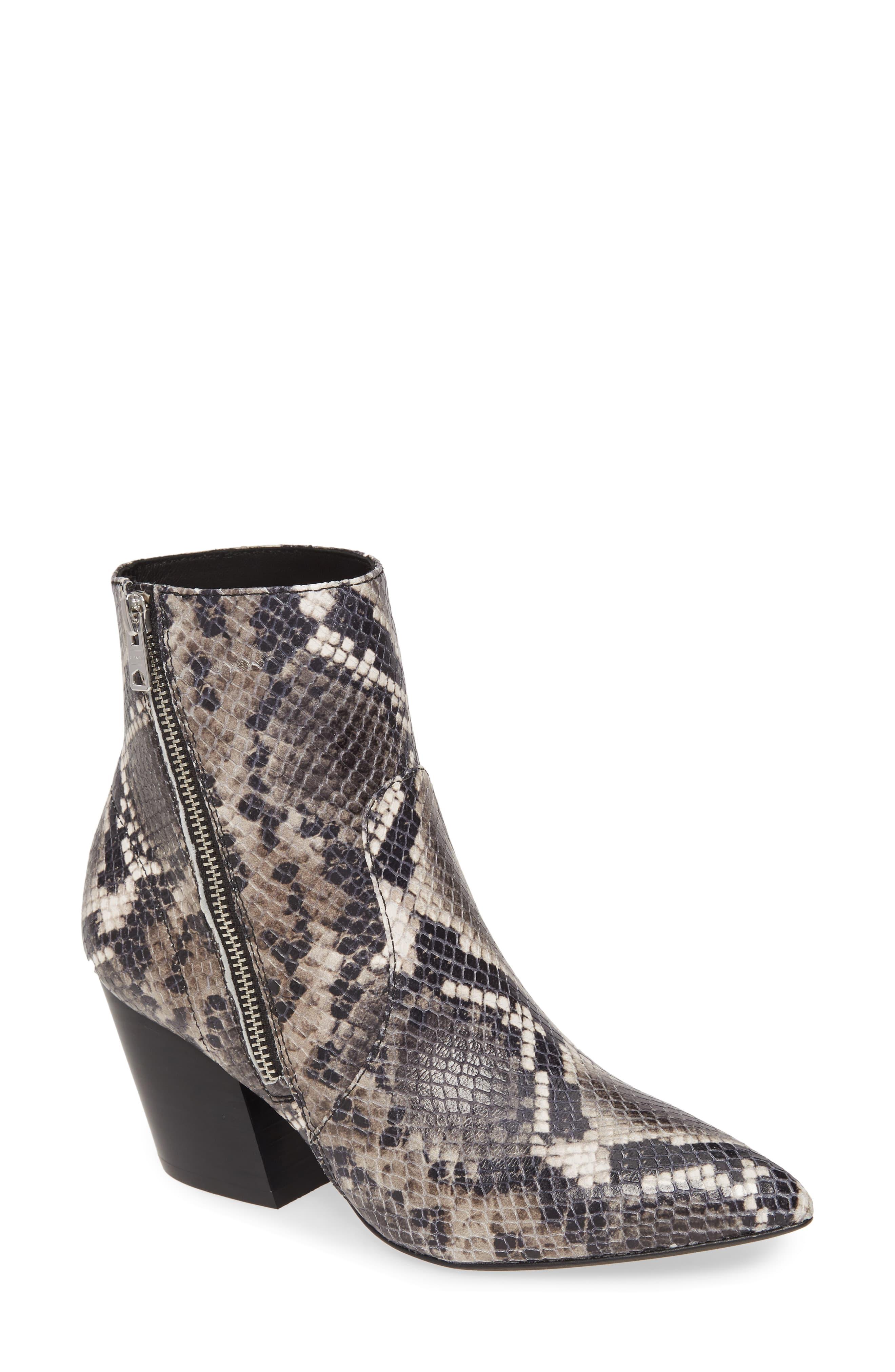 AllSaints Aster Bootie in Black/ White Snake Leather (Black) - Lyst