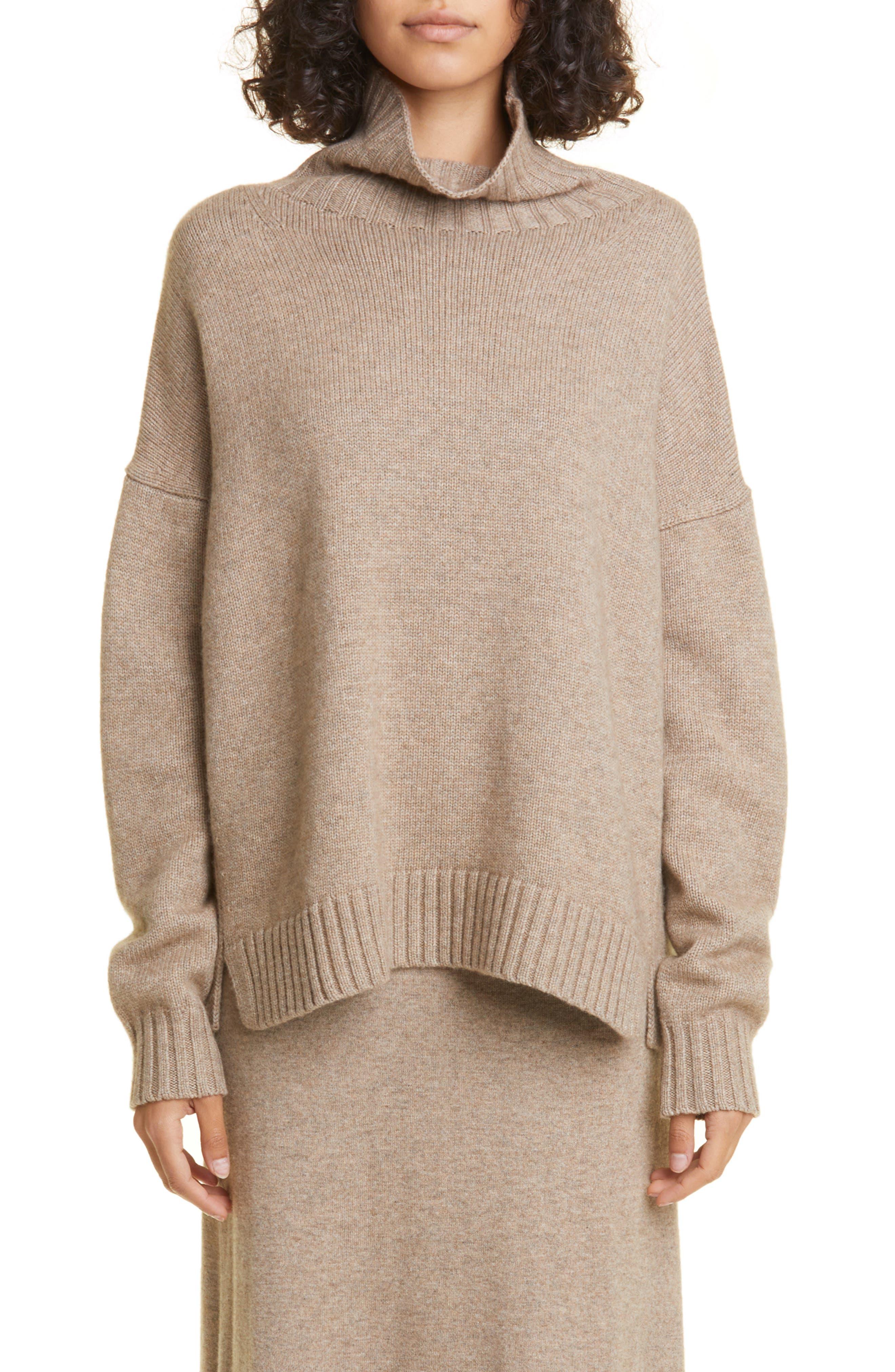 Max Mara Gianna Funnel Neck Wool & Cashmere Sweater in Natural | Lyst