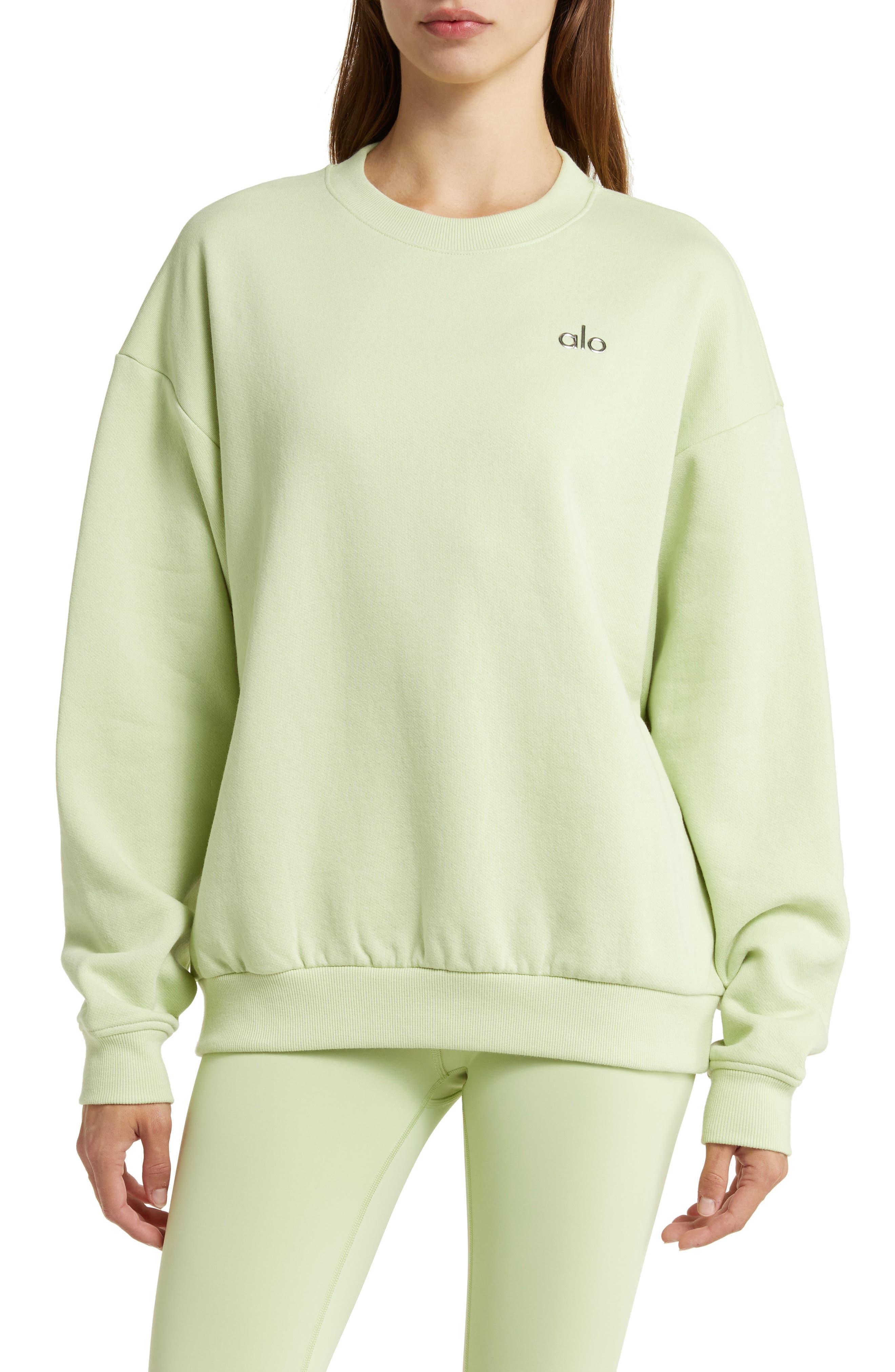 Alo Yoga Accolade Crewneck Cotton Blend Sweatshirt in Green