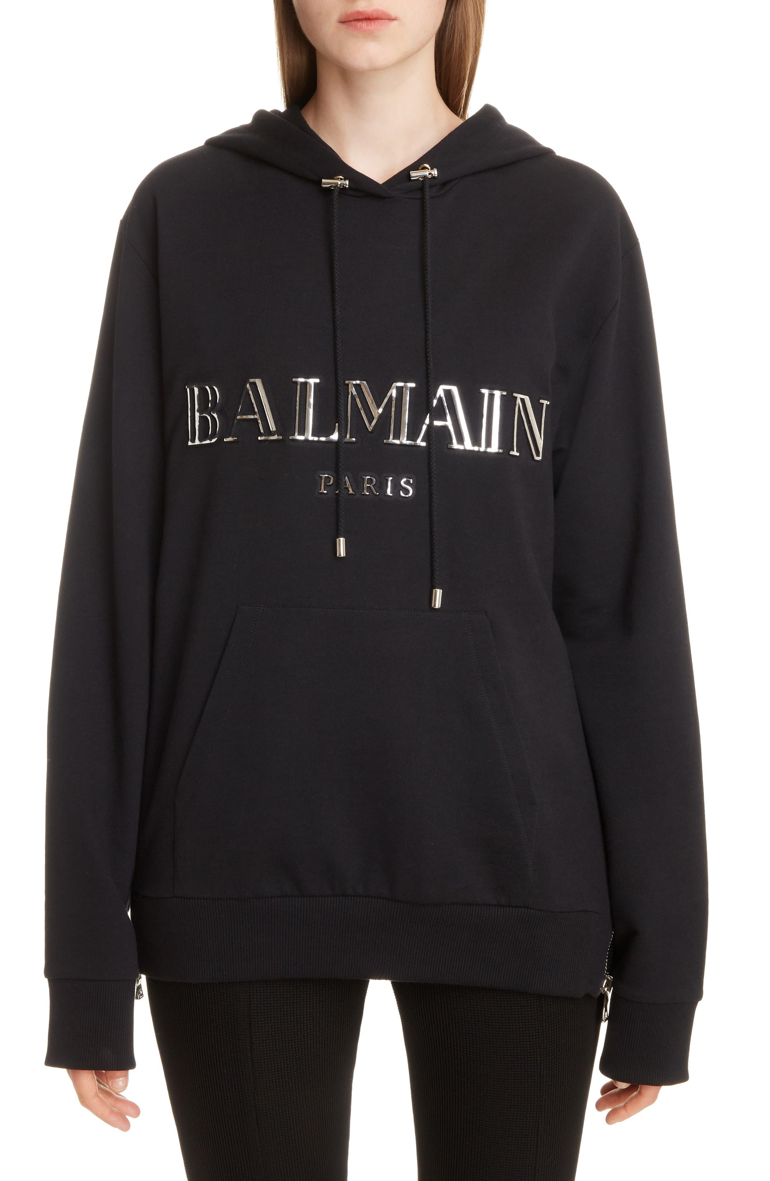balmain logo hoodie