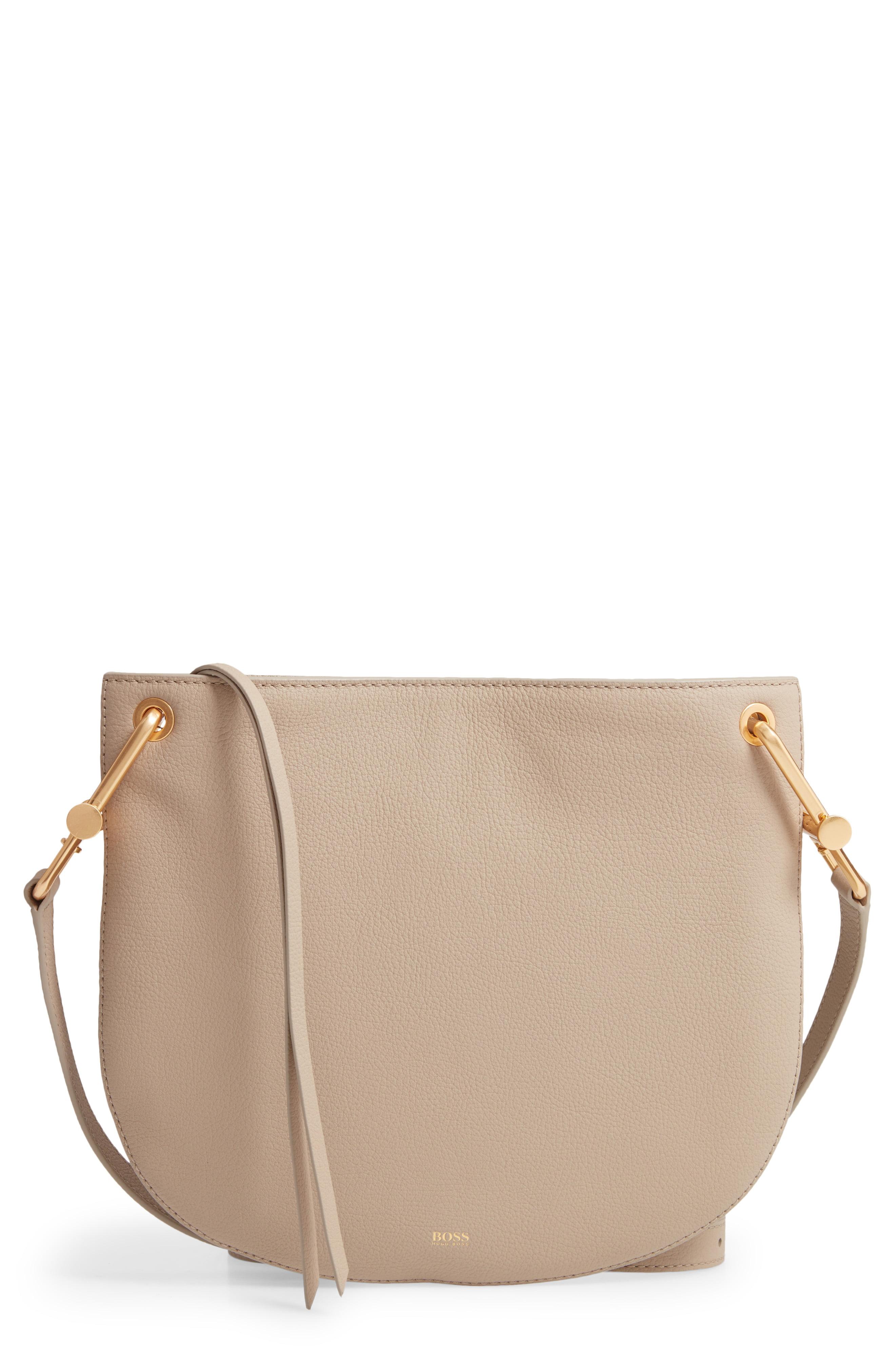 BOSS by Hugo Boss Kristin Leather Crossbody Bag in Light/ Pastel Brown