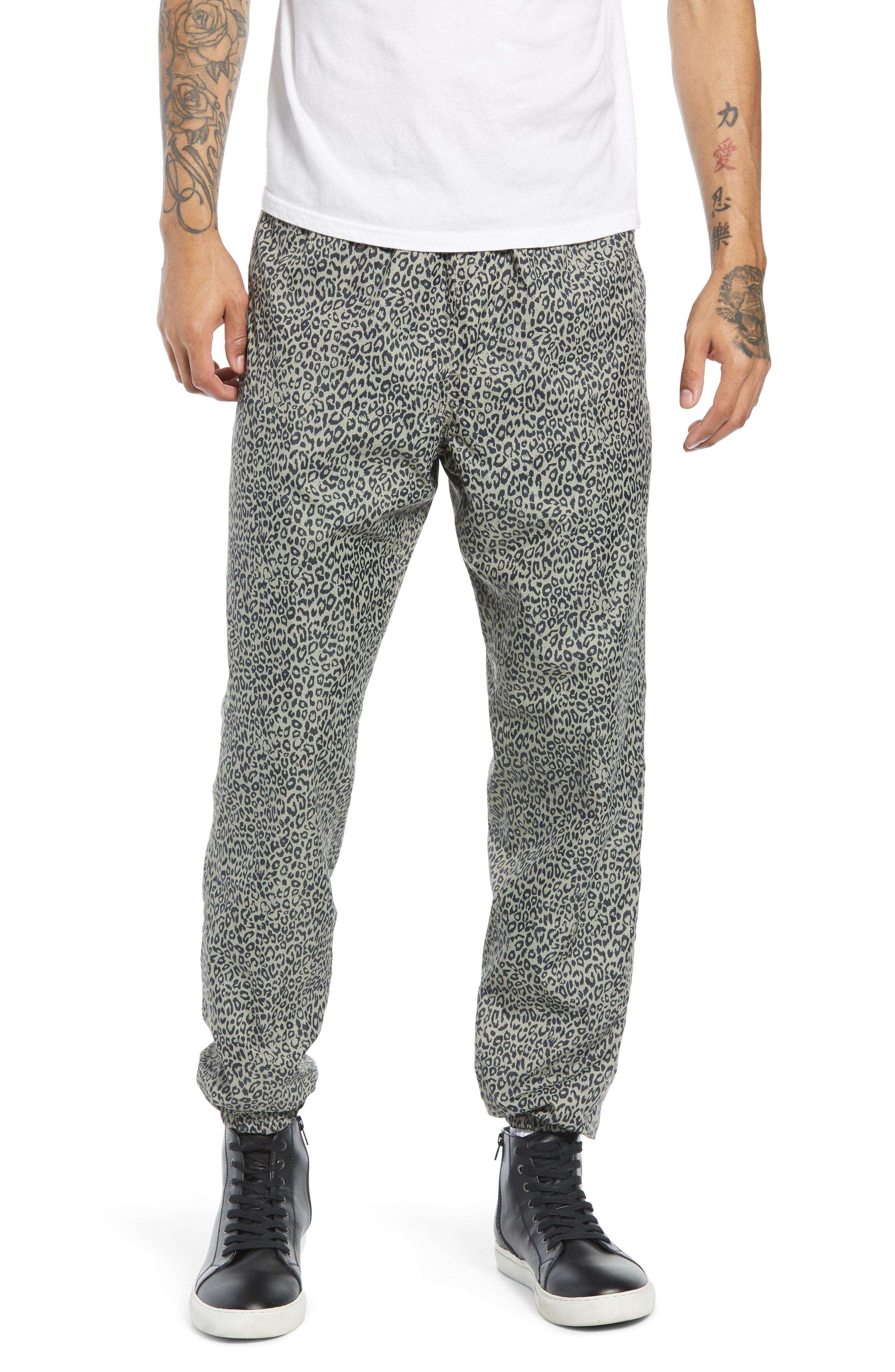 khaki leopard joggers