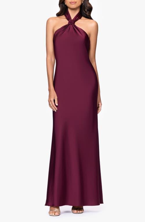 betsy and adam red satin dress Betsy & Adam Women's One-Shoulder Satin Sheath Gown - Red