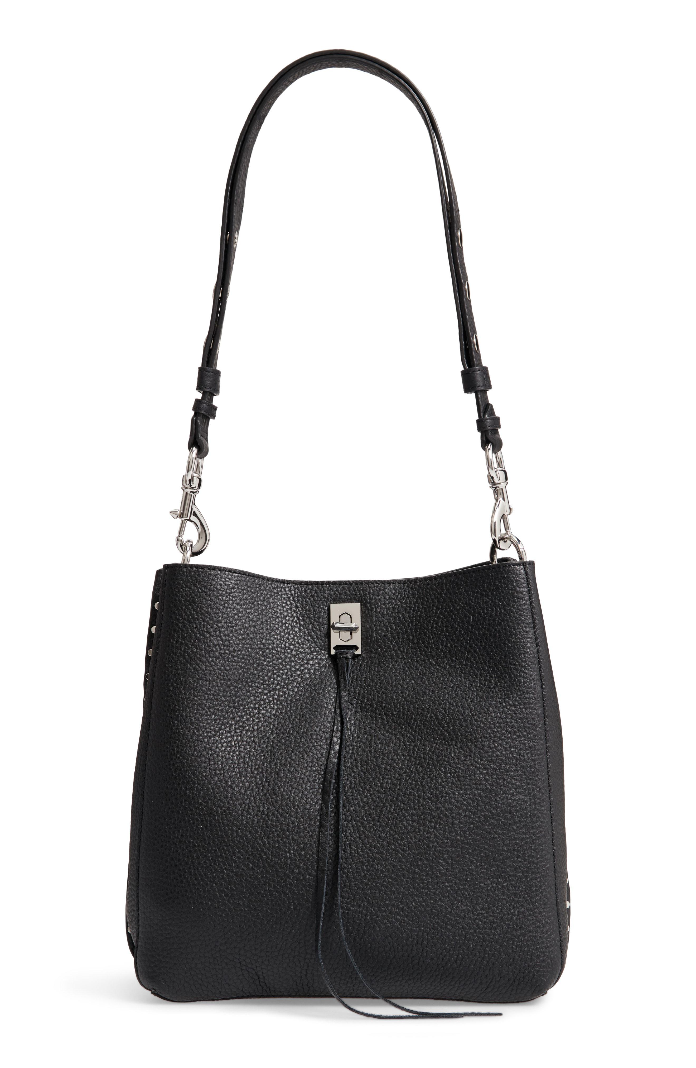 Lyst Rebecca Minkoff Darren Deerskin Leather Shoulder Bag in Black