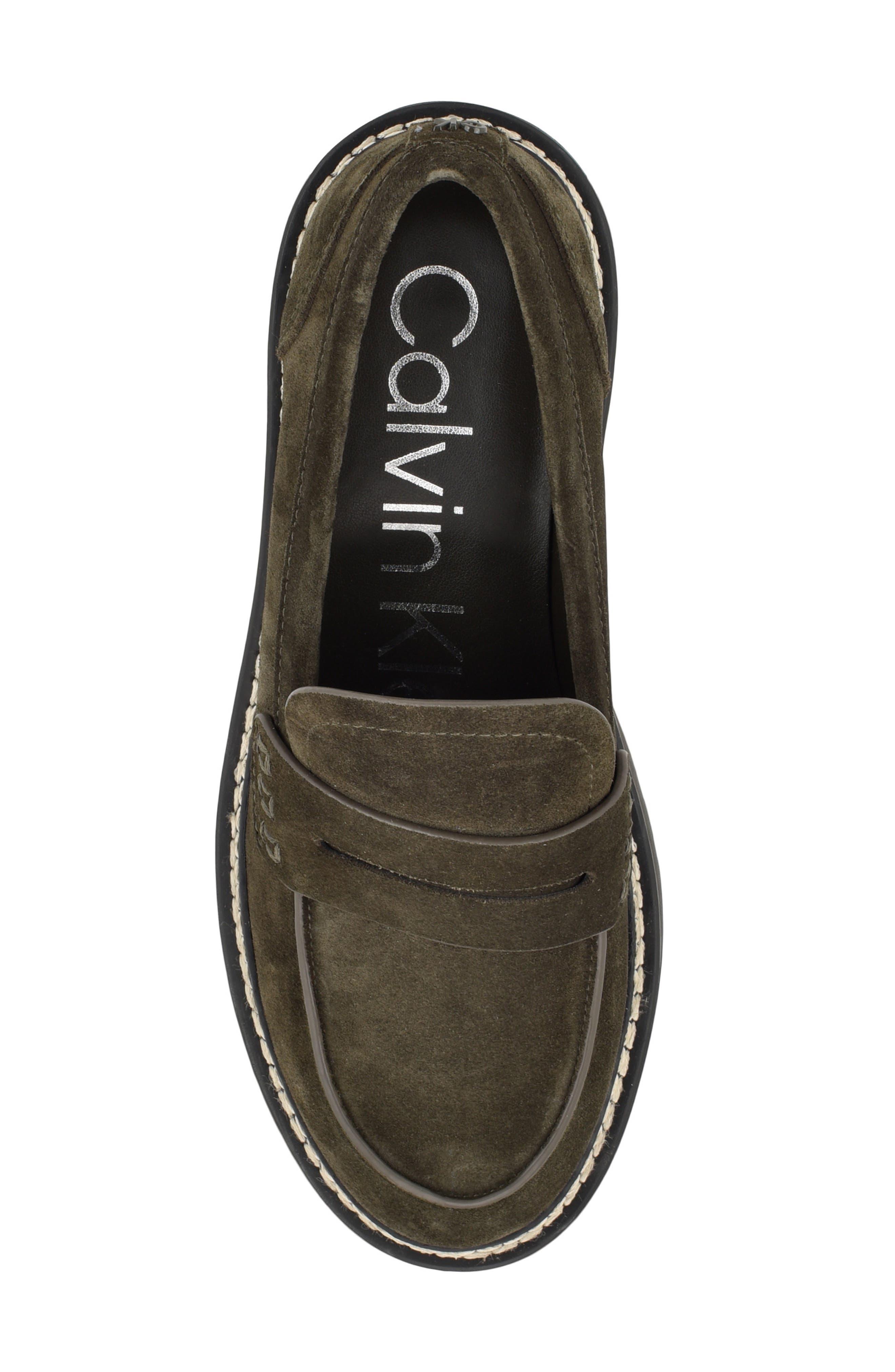 calvin klein black suede loafers