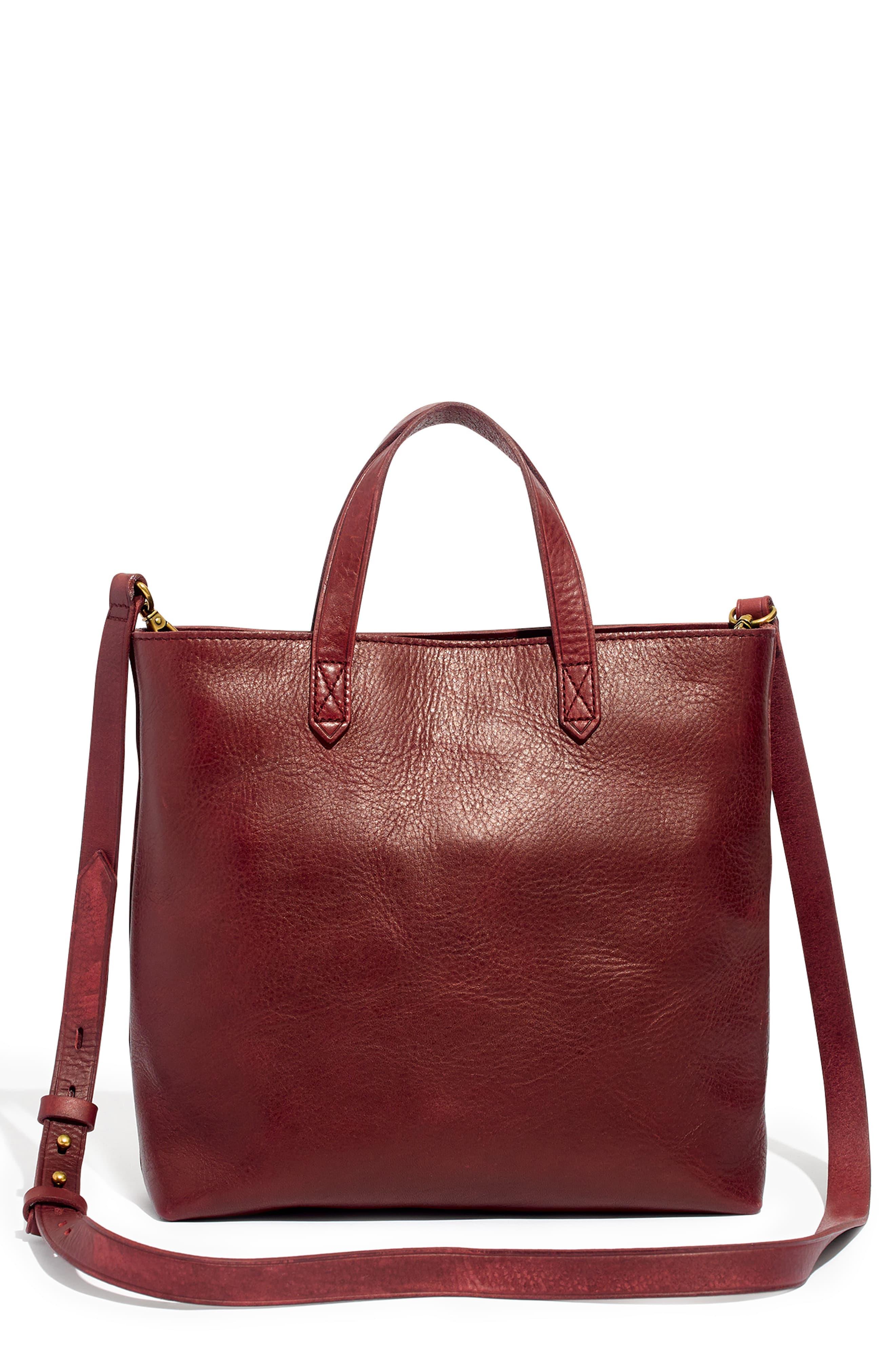 madewell small transport leather crossbody tote