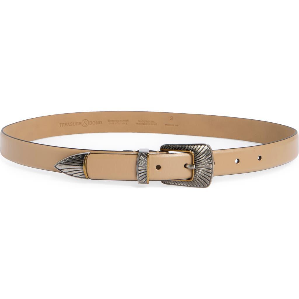 Nordstrom‎ Treasure & Bond Tan Wide Waist Belt Gold Square Buckle NO485968MI M Treasure & Bond Vera Wide Leather Belt | Nordstromrack main image 3