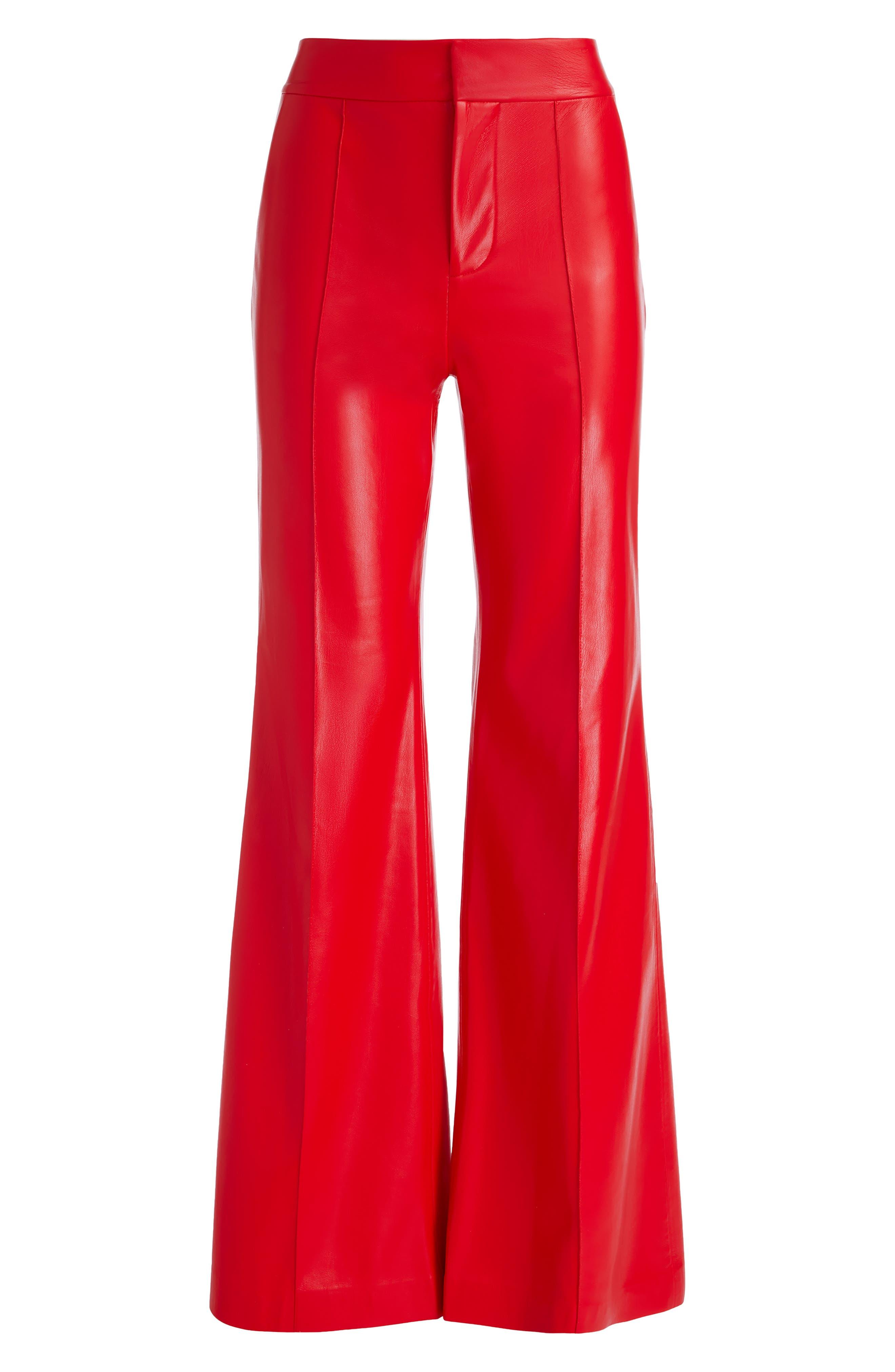 Cherry Red Ombre Faux Leather Lace Up Front Pants