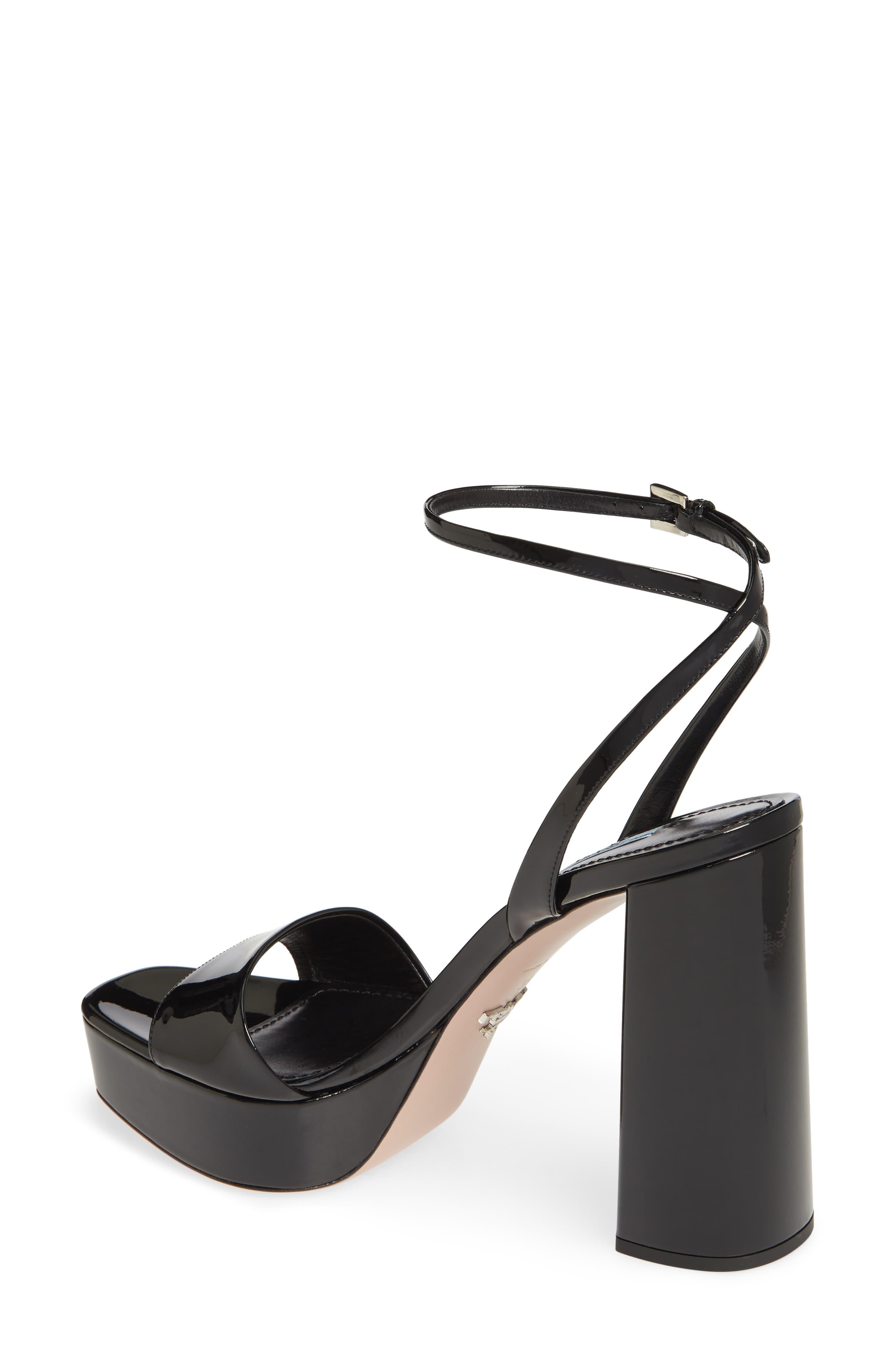 Prada Leather Ankle Strap Platform Sandal in Black Lyst