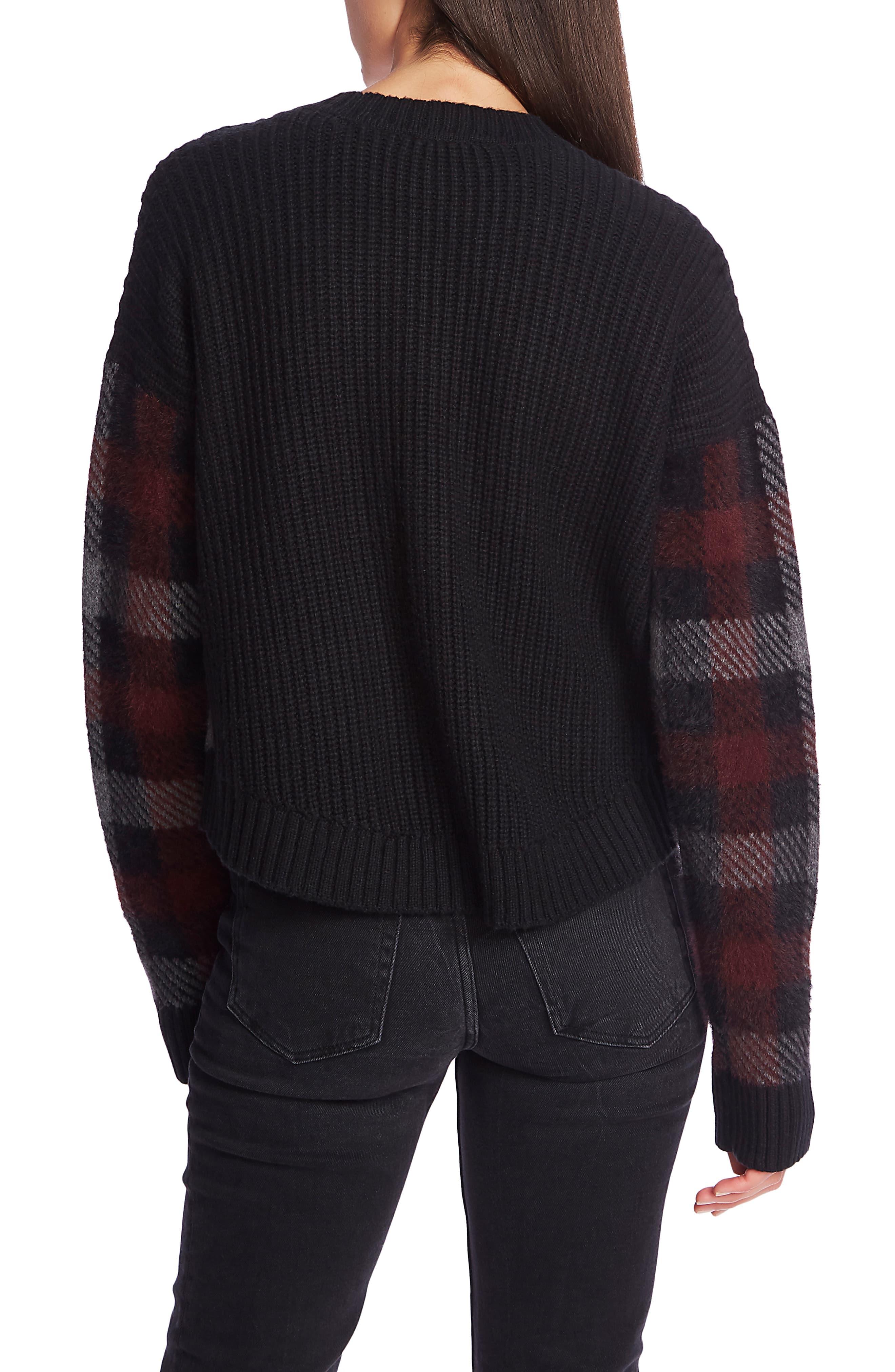 1.STATE Plaid Button Front Crop Cardigan in Black - Lyst
