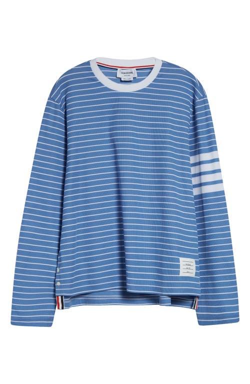 Thom Browne｜ (LONG SLEEVE TEE W/ 4 BAR STRIPE IN MILANO Thom Browne Long Sleeve Tee With 4 Bar Stripe In Milano
