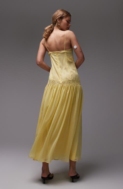 TOPSHOP Lace & Chiffon Maxi Slipdress in Yellow | Lyst