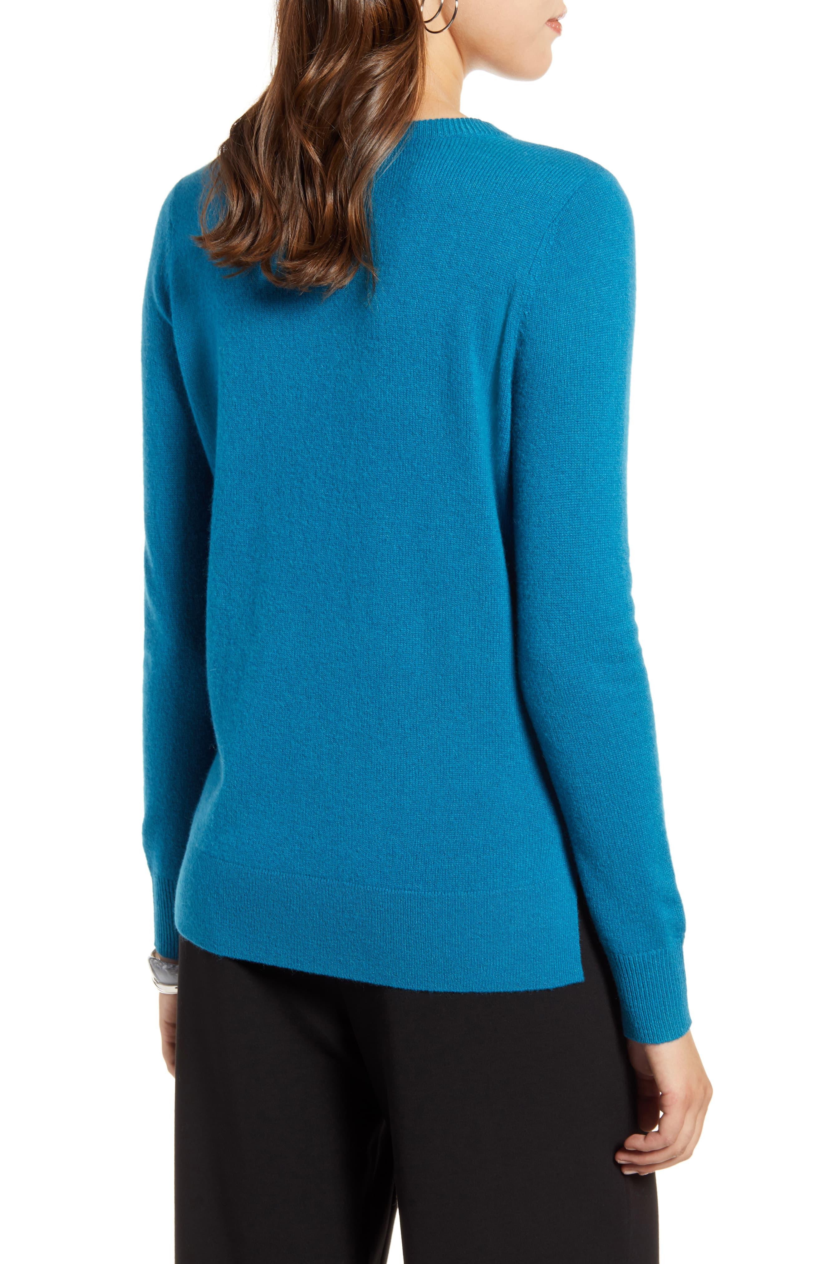 Halogen Halogen Crewneck Cashmere Sweater in Teal (Blue) - Lyst