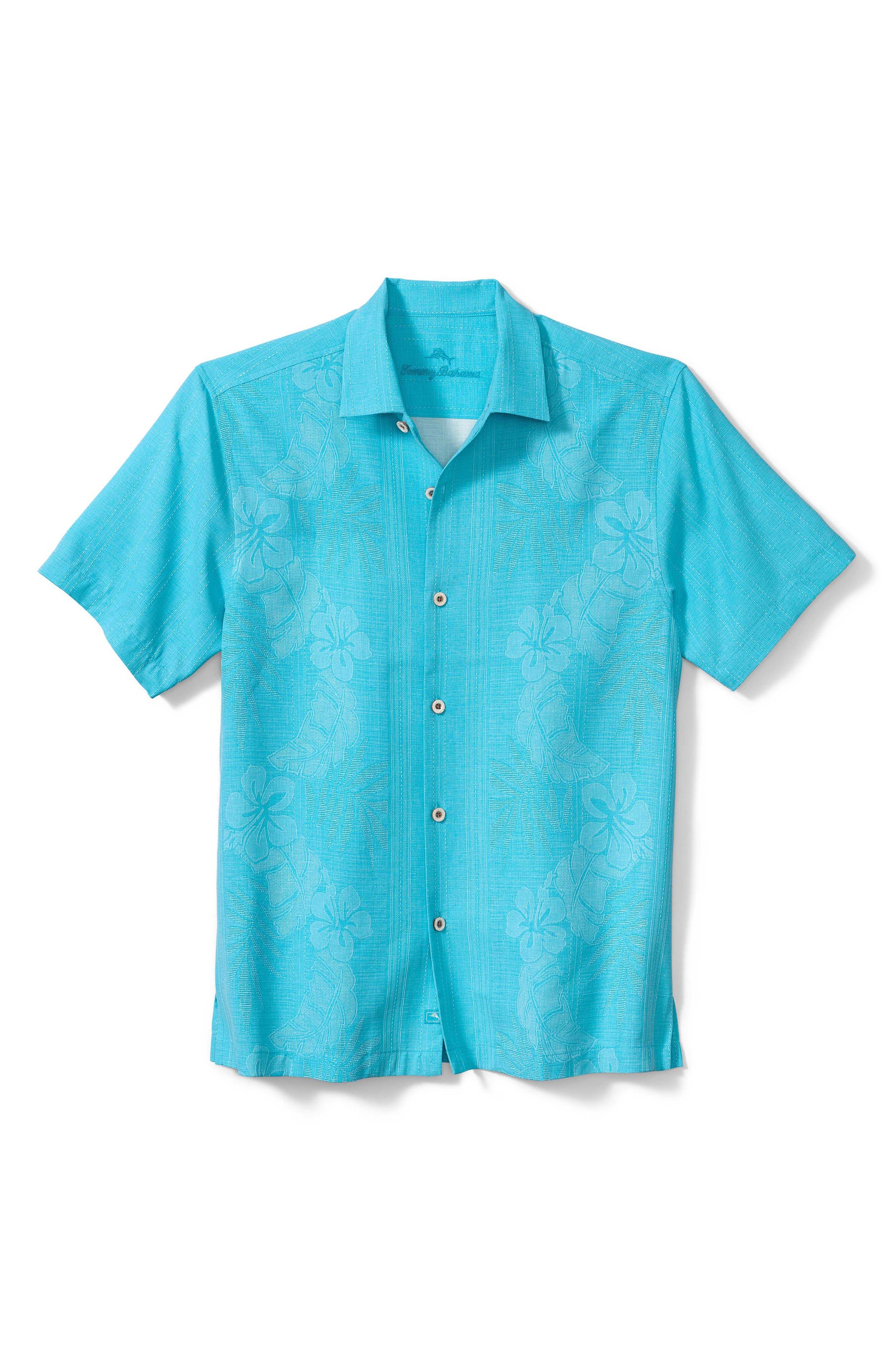 Tommy Bahama Bali Border Floral Jacquard Short Sleeve Silk Button-Up Shirt