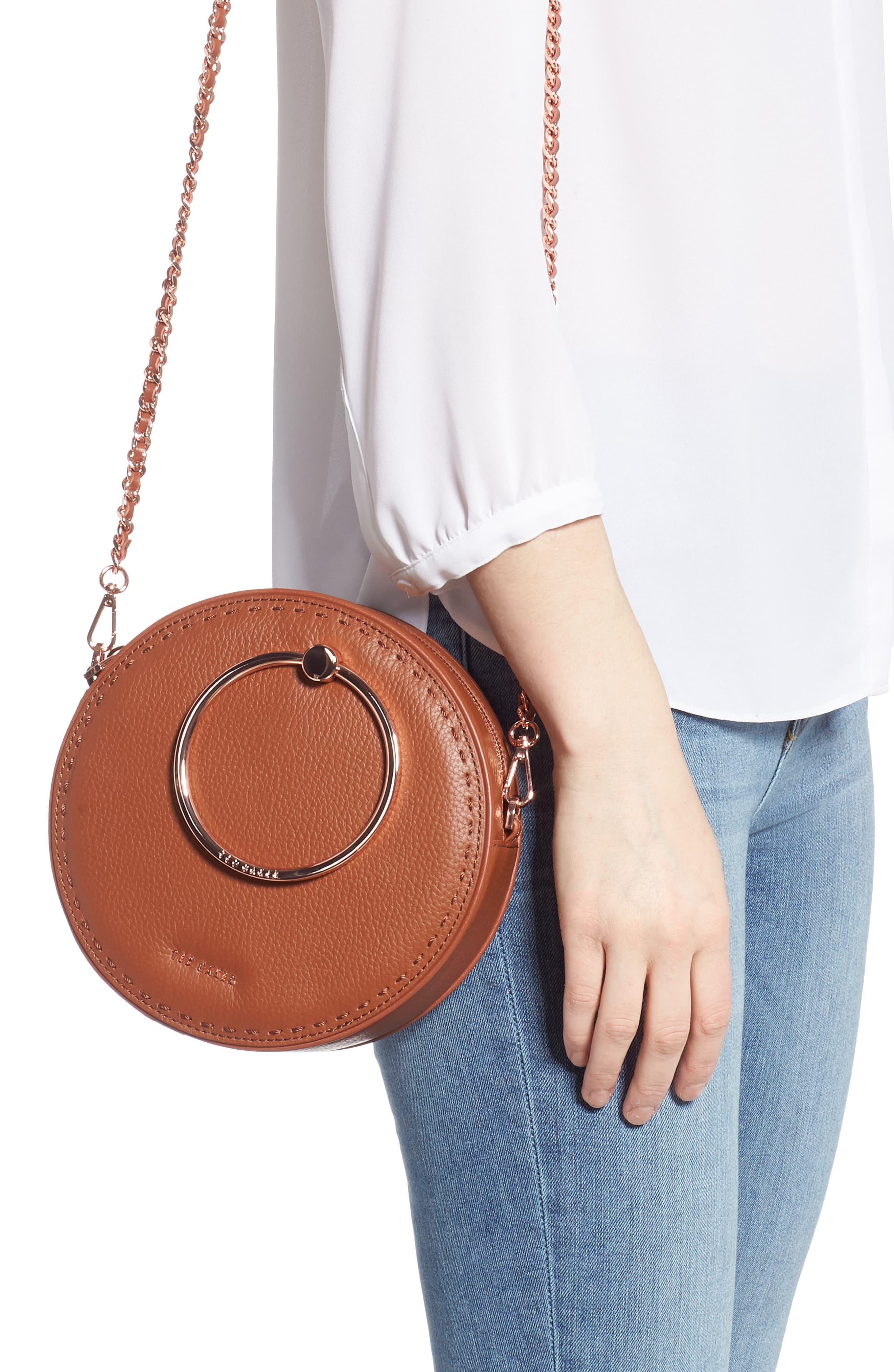 Ted Baker Maddie Circle Leather Crossbody Bag in Brown | Lyst