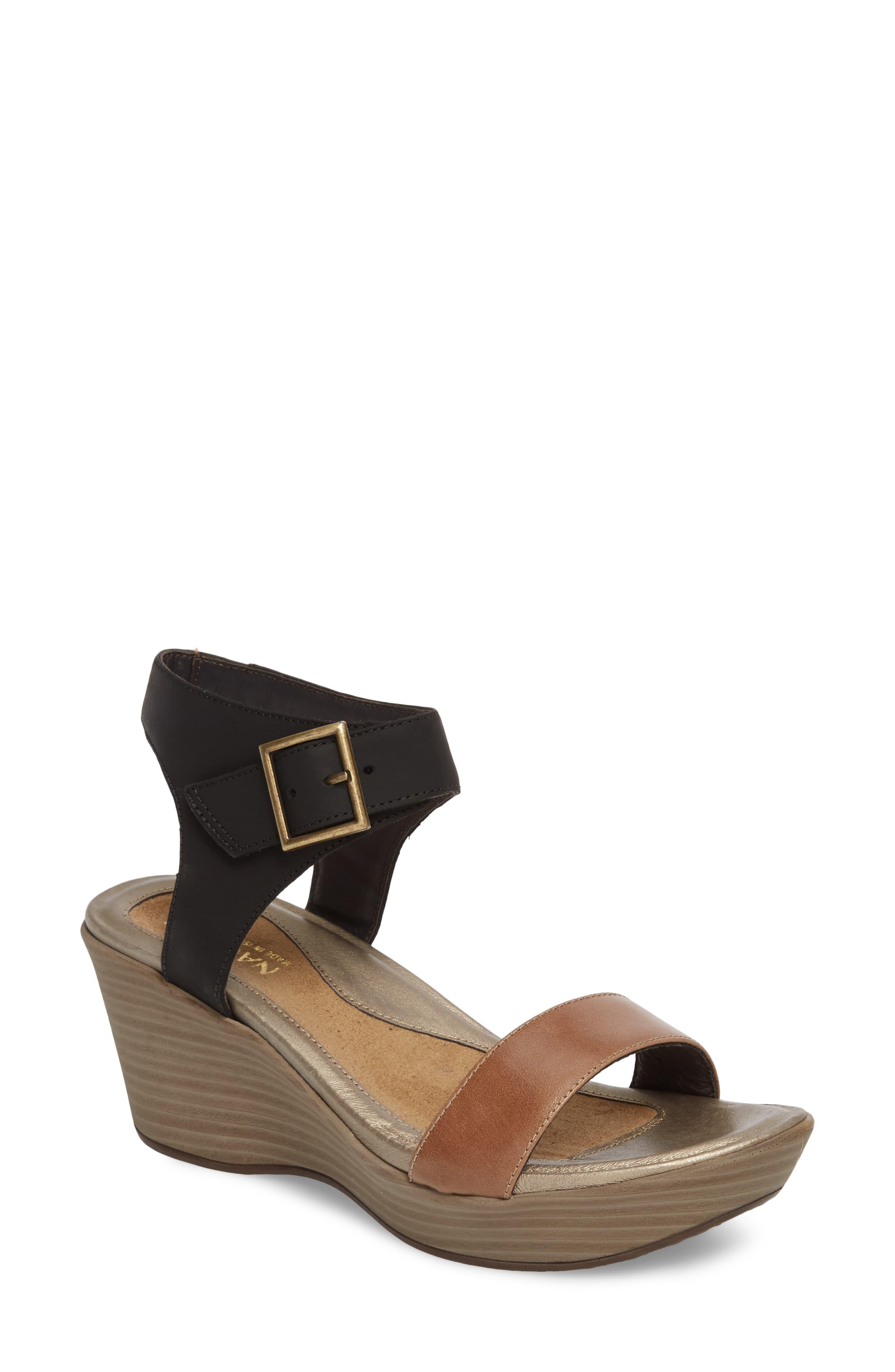 Naot Leather Caprice Wedge Sandal in Tan (Brown) - Save 3% - Lyst
