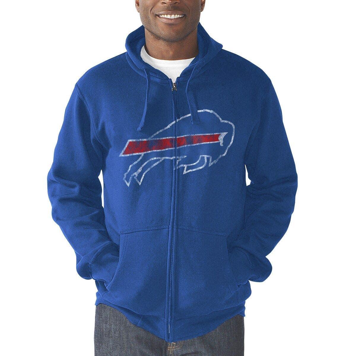 Buffalo Bills Starter Extreme Pullover Hoodie - Royal/Heather Charcoal