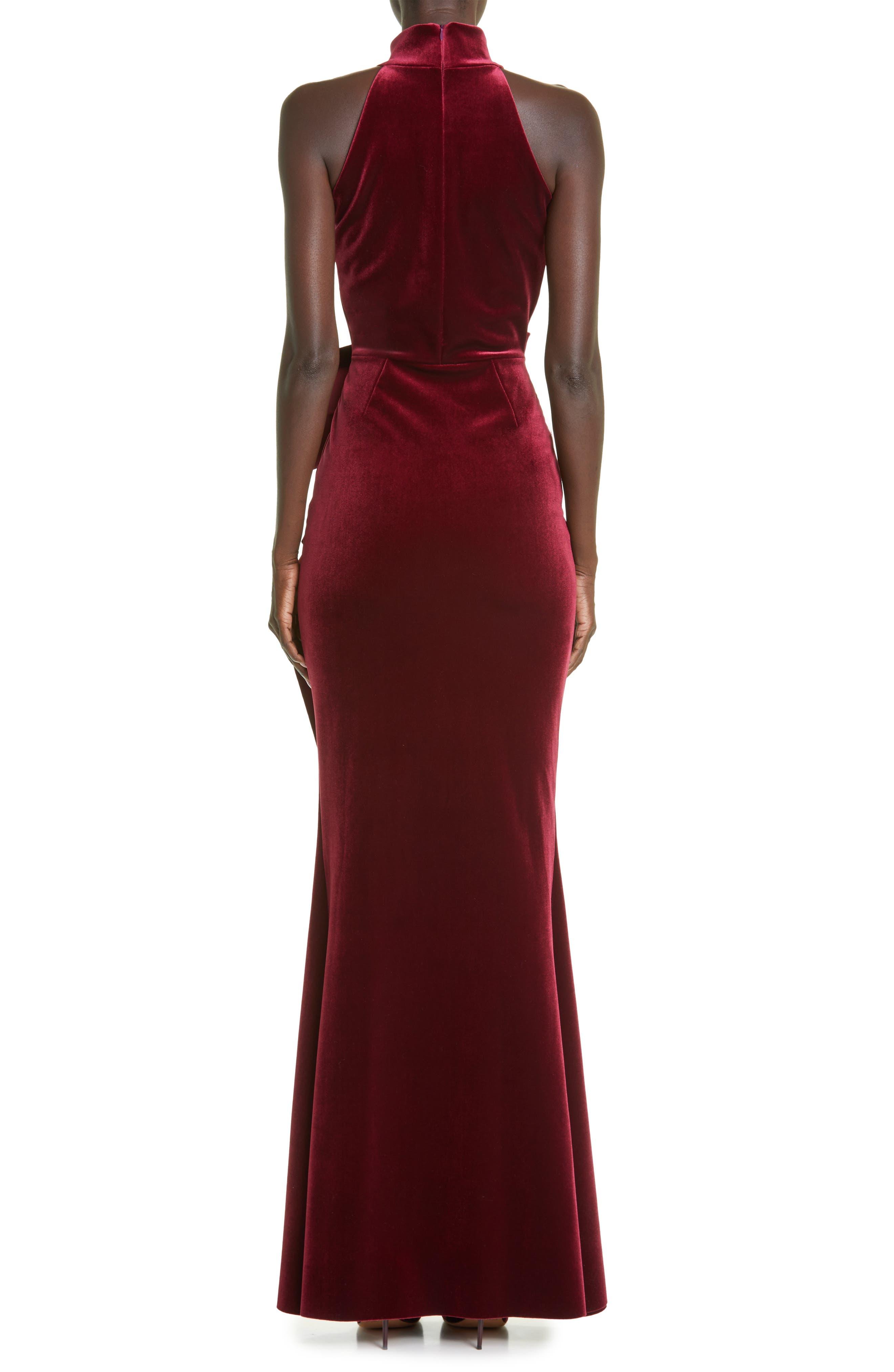 La Petite Robe Di Chiara Boni Gudrum Mock Neck Velvet Gown in Red | Lyst