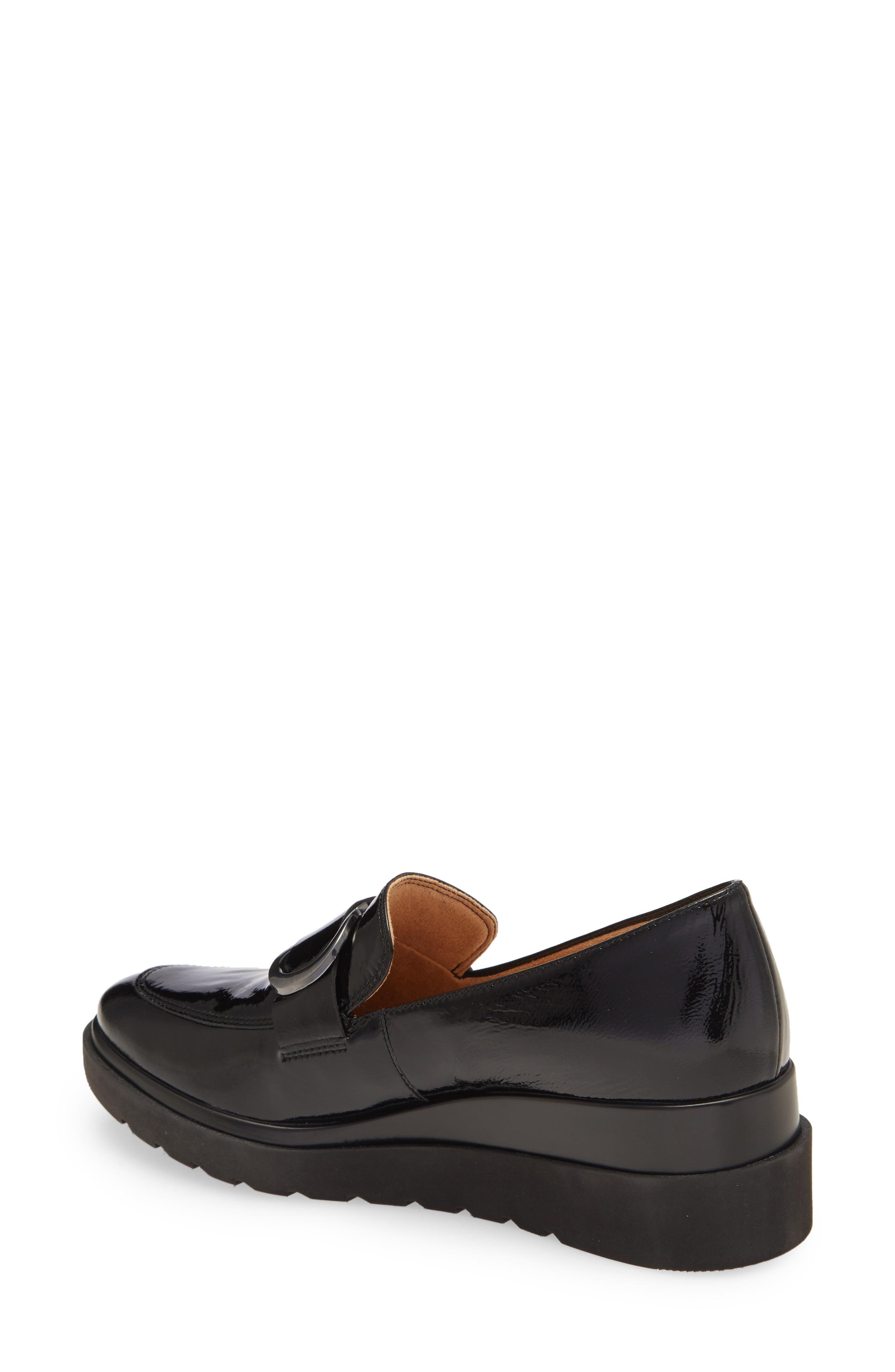 black wedge loafer shoes