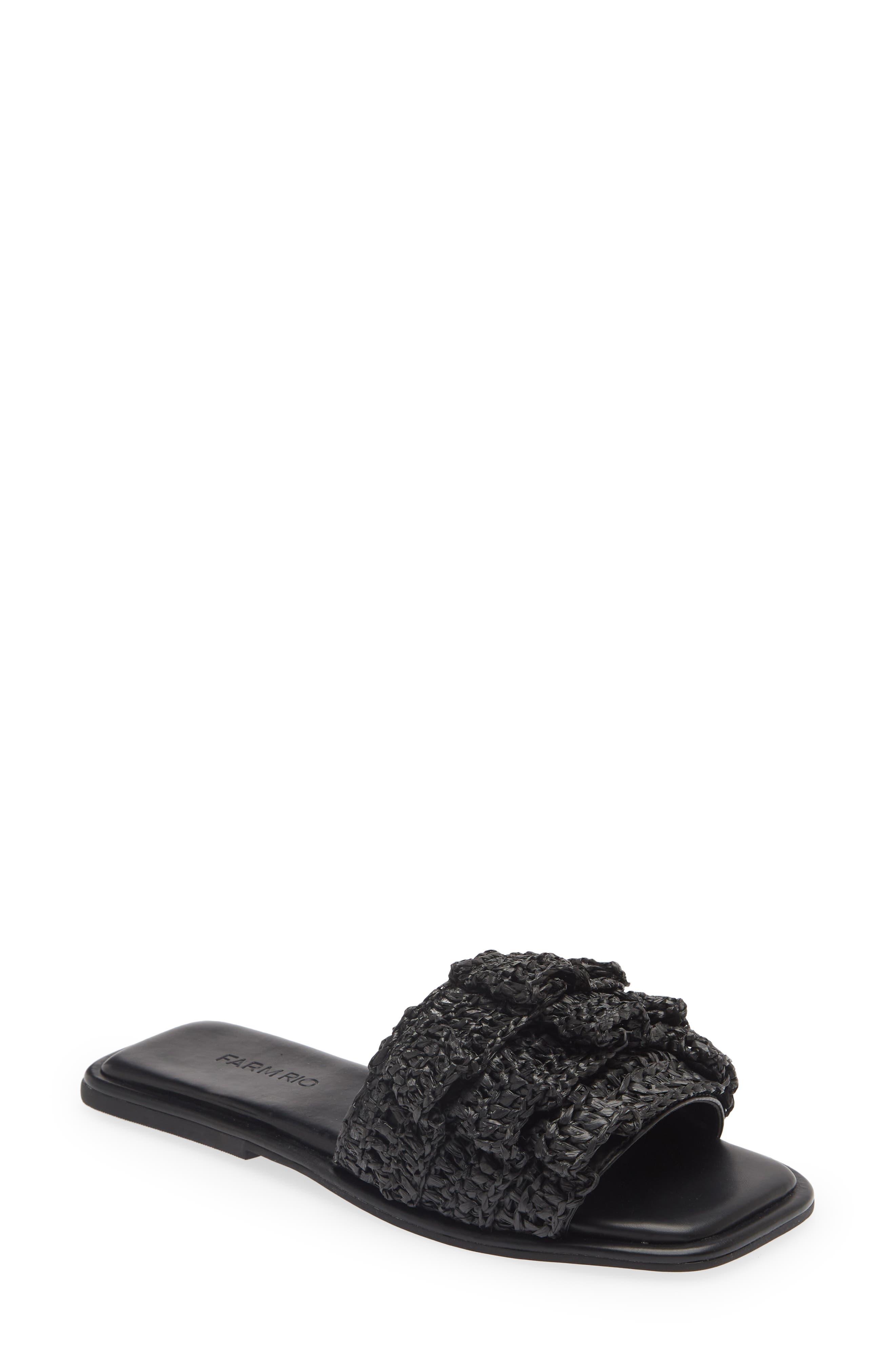 FARM Rio Ruffle Crochet Slide Sandal in Black Lyst