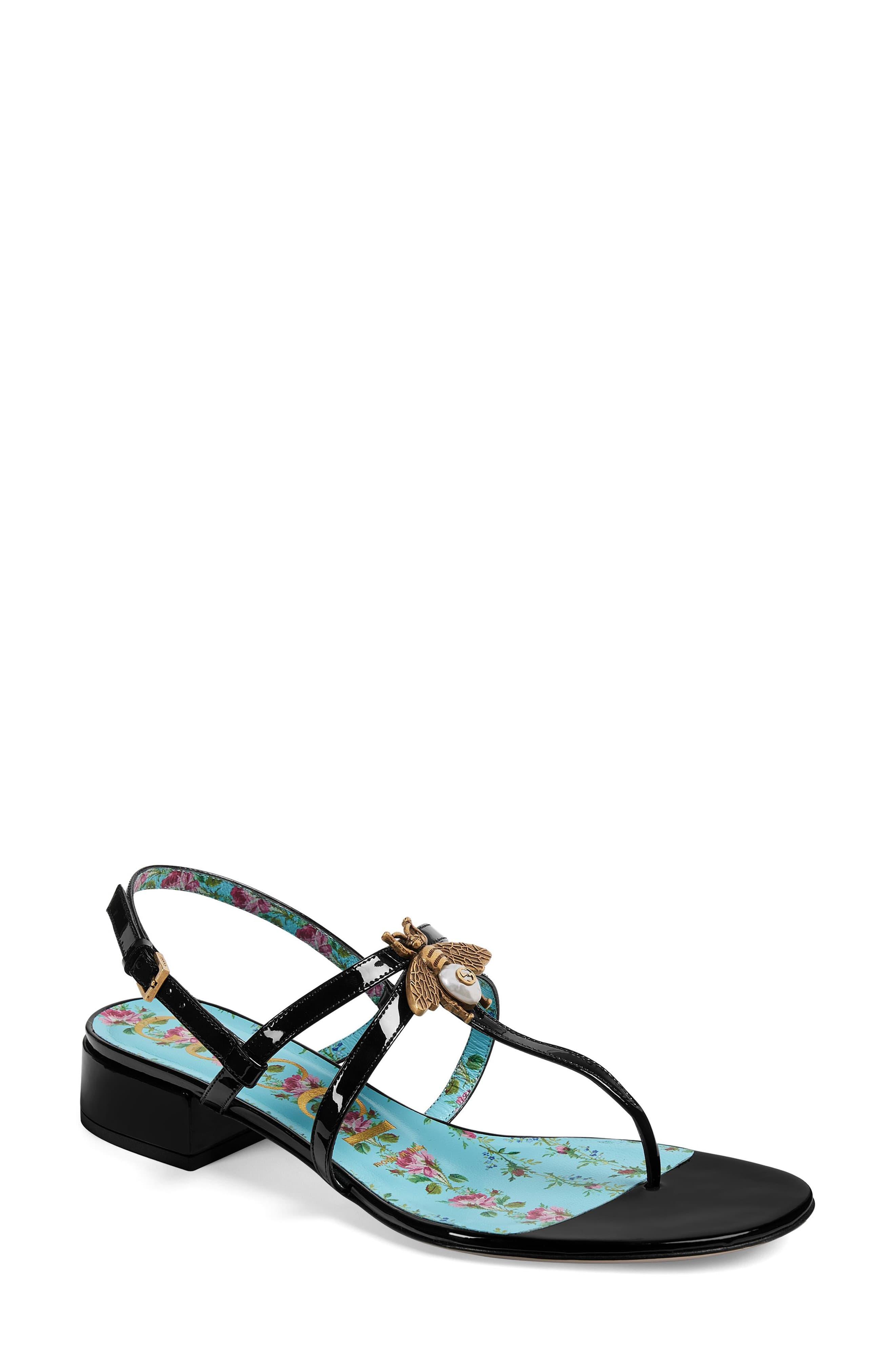 Gucci Bee Thong Sandal in Black - Lyst